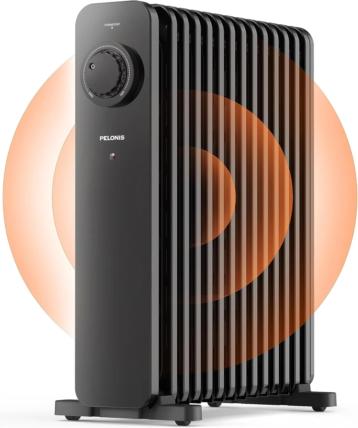 PELONIS 2500W Ölradiator Energiesparend, 13 Rippen Elektroheizung, Mobile Elektro Heizkörper mit Thermostat, 3 Heizstufen und Überhitzungsschutz, Radiator Heizung Elektrisch, Schwarz
