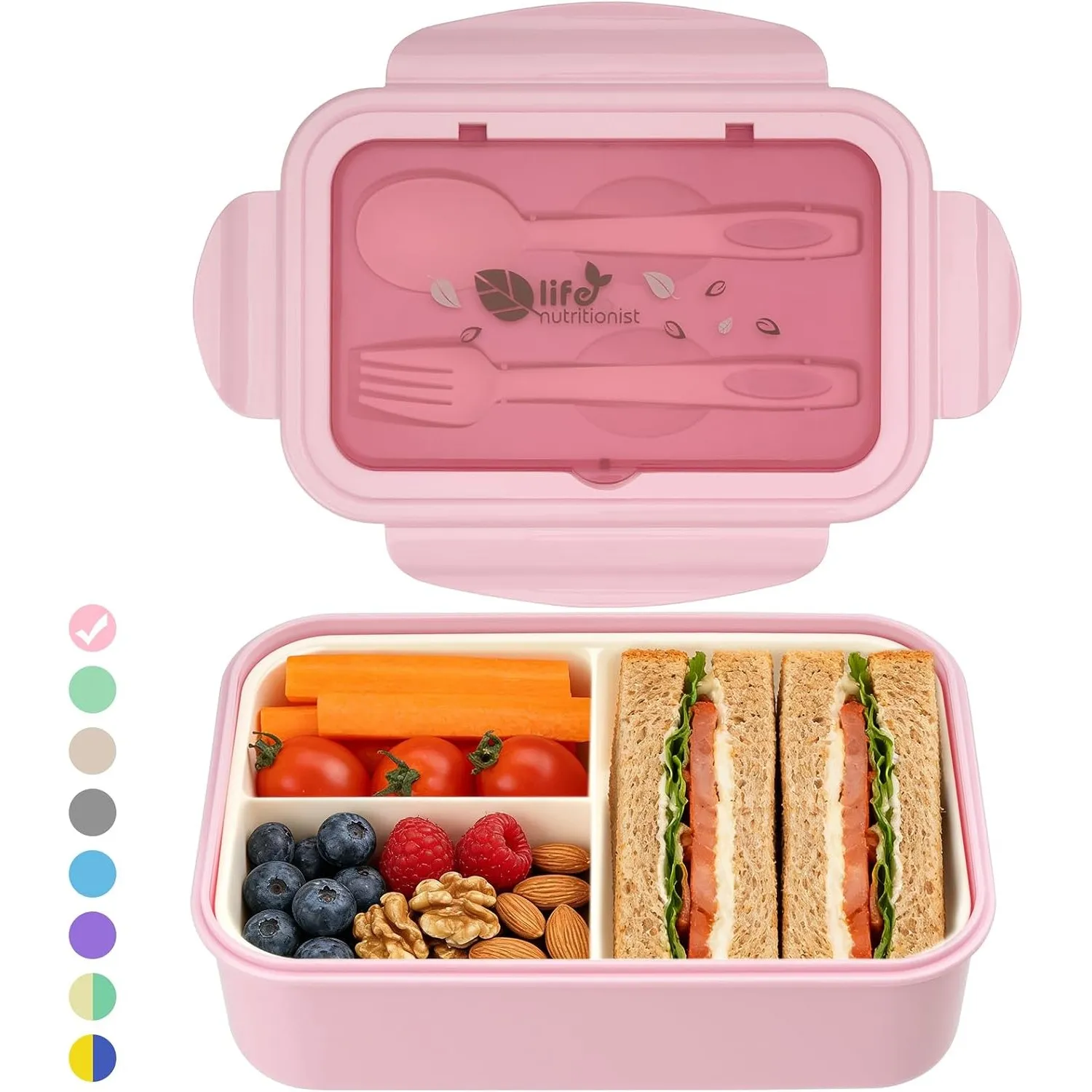 BIBURY Brotdose Lunchbox Erwachsene & Büro 1400ml, auslaufsichere, Große Bento Box mit 3 Fächern & Besteck, mikrowellen…
