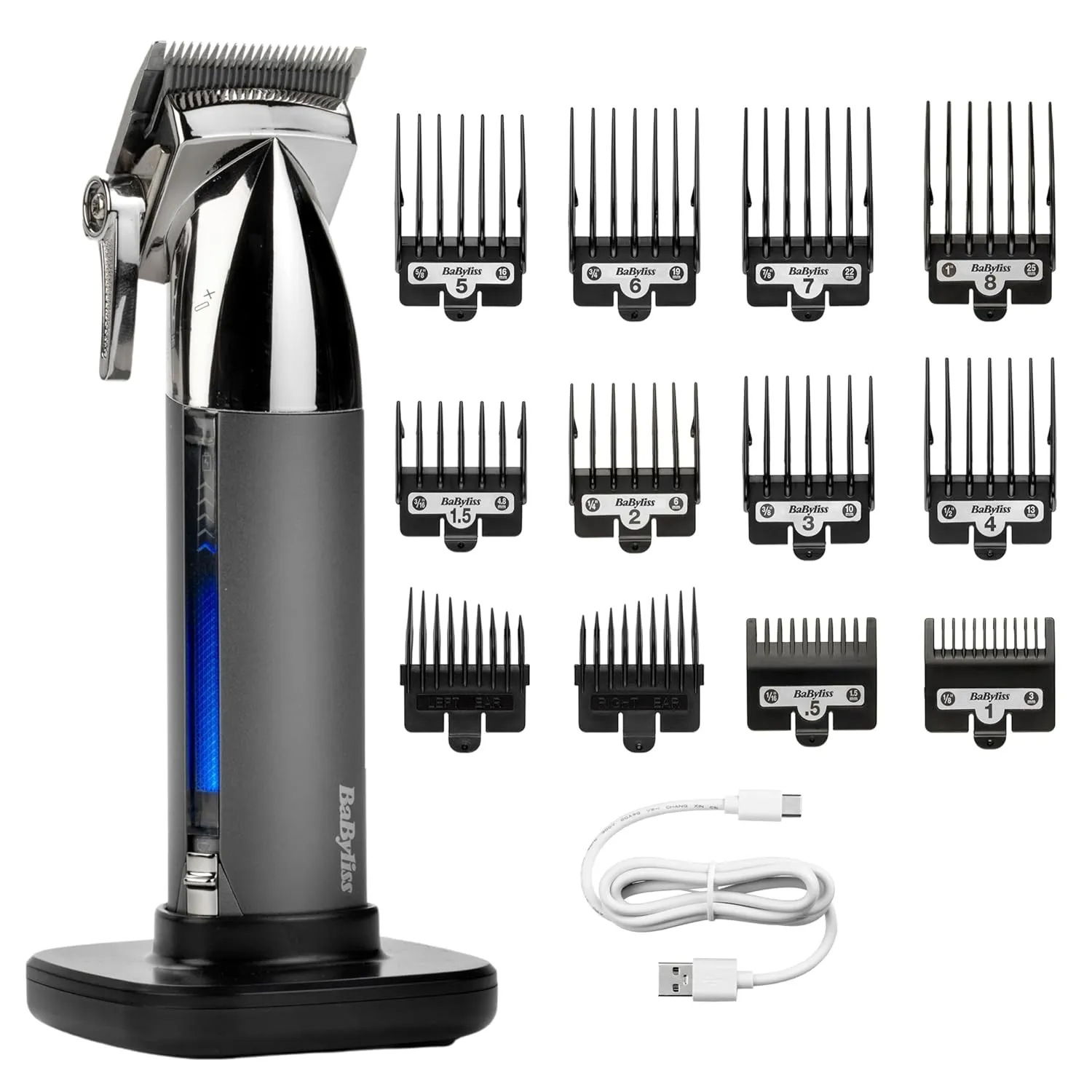 BaByliss Super-X Metal Kabelloser Haarschneider – Japanische Stahlklingen, 10 Aufsteckkämme, 2 Kammführungen, Lithium-A…