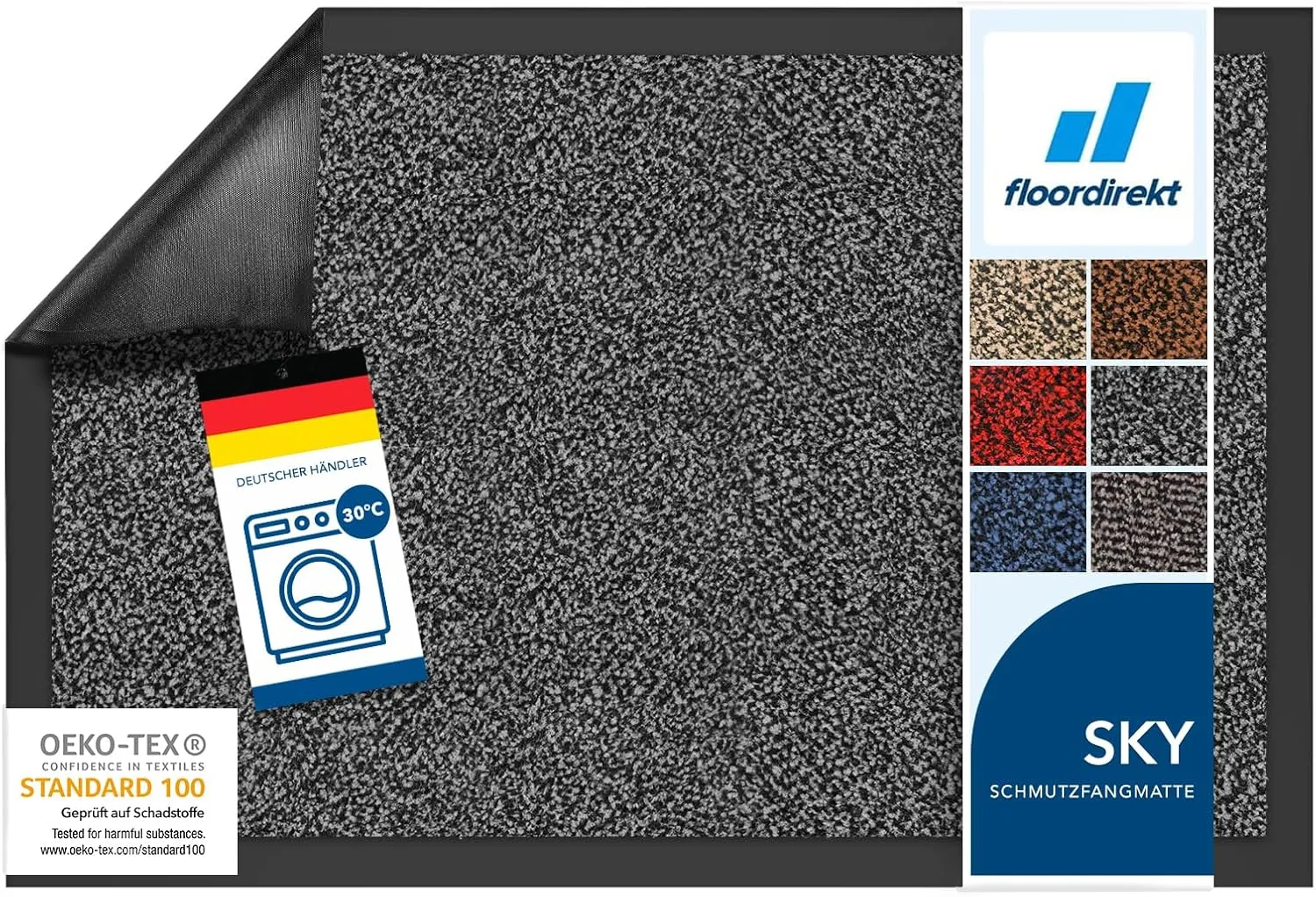 Floordirekt Rhine Dirt Trapper Doormat, Washable and Heavy-Duty Doormat with Non-Slip Backing, Doormat for Entrance Are…