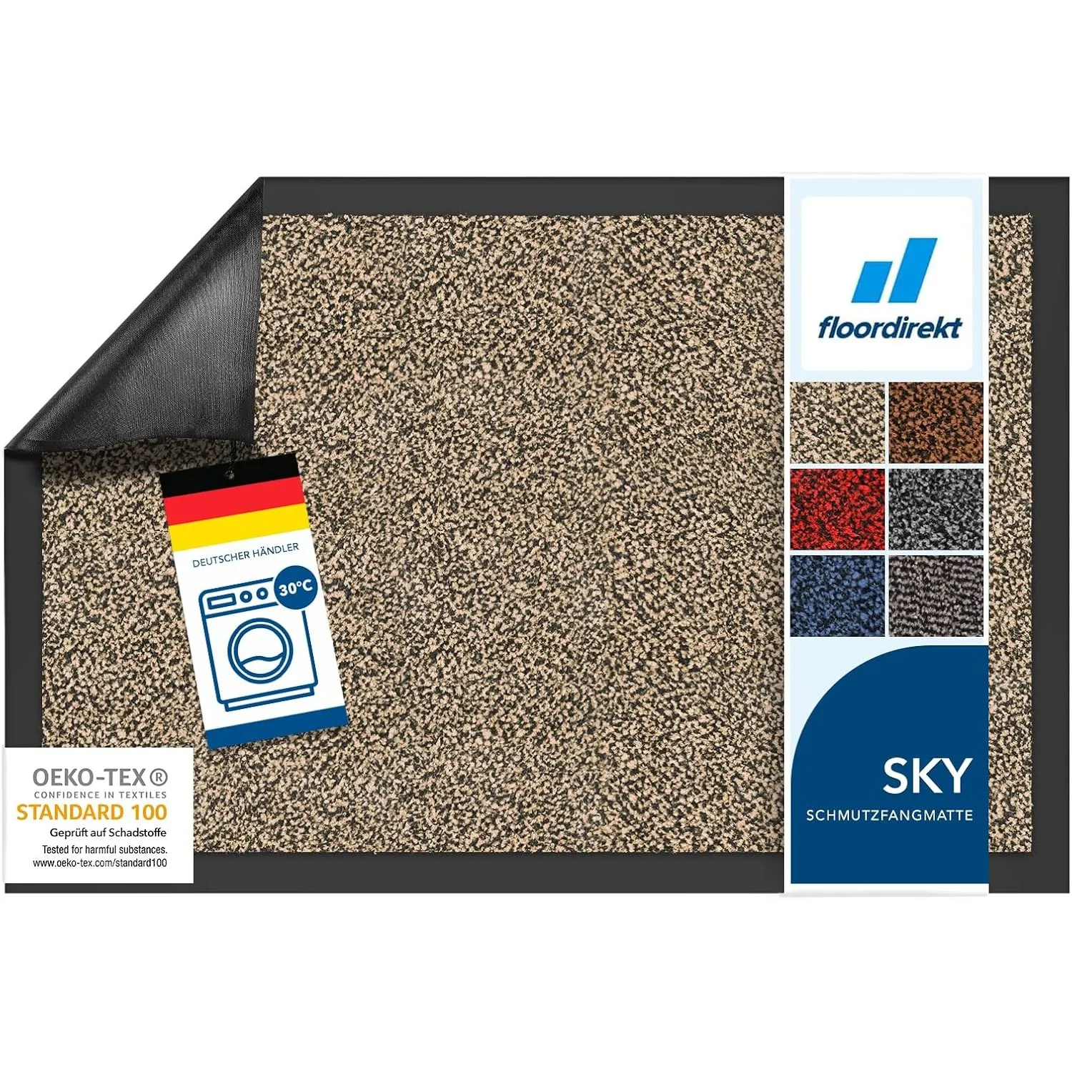 Floordirekt Schmutzfangmatte Rhine - waschbare & leistungsstarke Fußmatte - Sauberlaufmatte mit Rutschfester Rückseite …