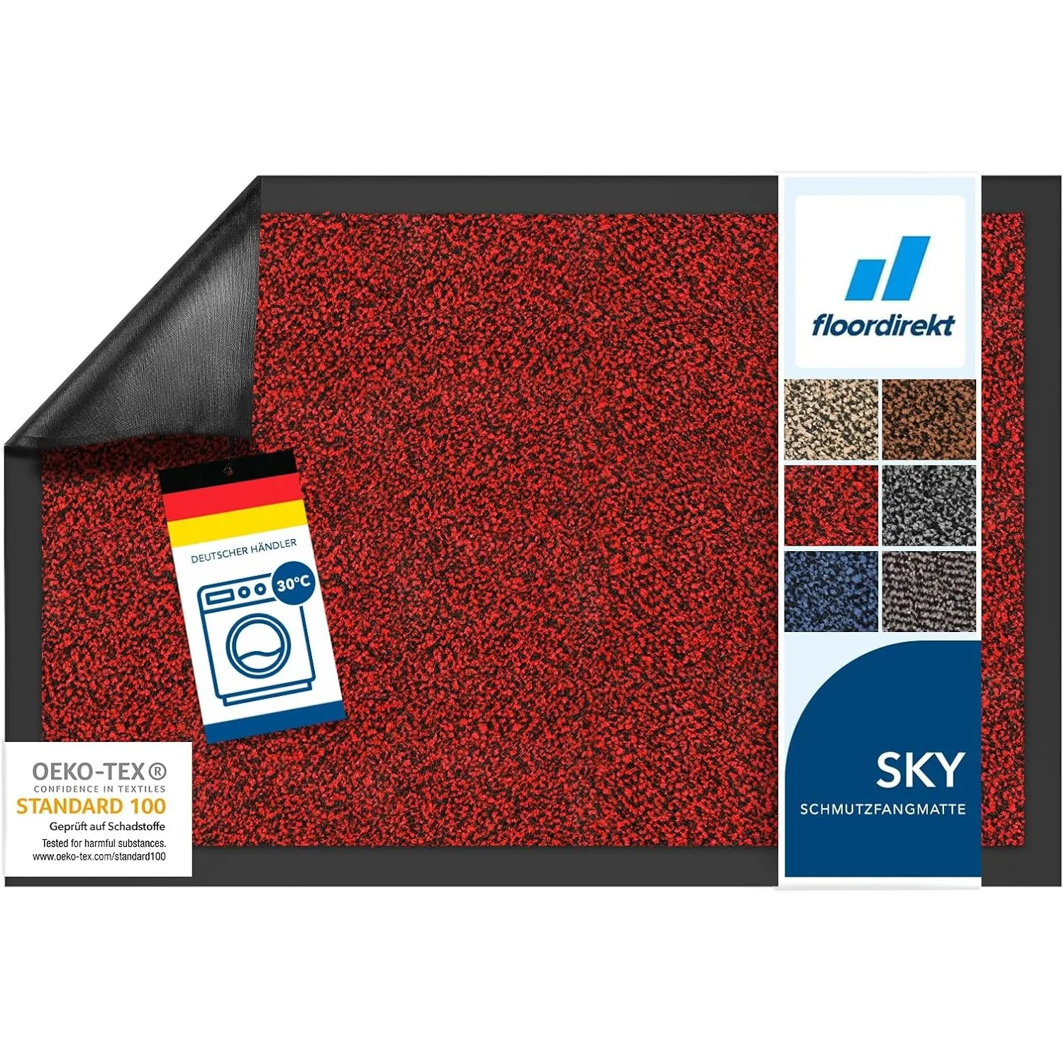 Floordirekt Schmutzfangmatte Rhine - waschbare & leistungsstarke Fußmatte - Sauberlaufmatte mit Rutschfester Rückseite …