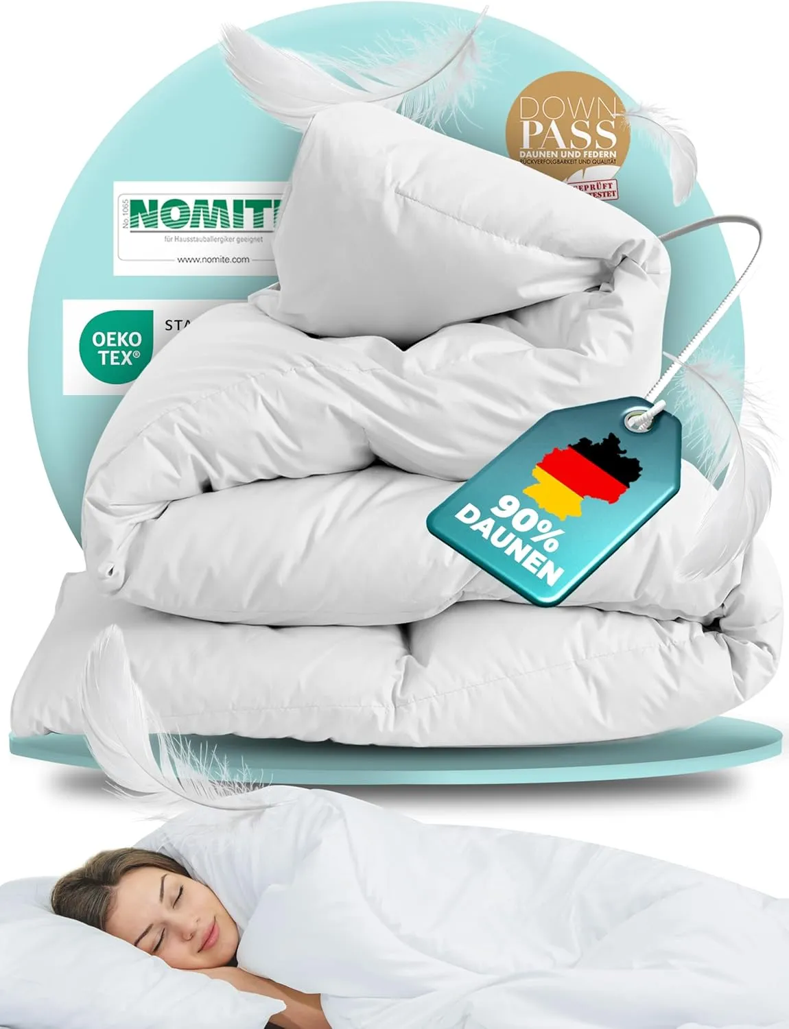 BEFA NATUR Down Duvet, Made in Germany, 155 x 220 cm, 90% Down and 10% Feathers, Suitable for All Seasons, Suitable for…