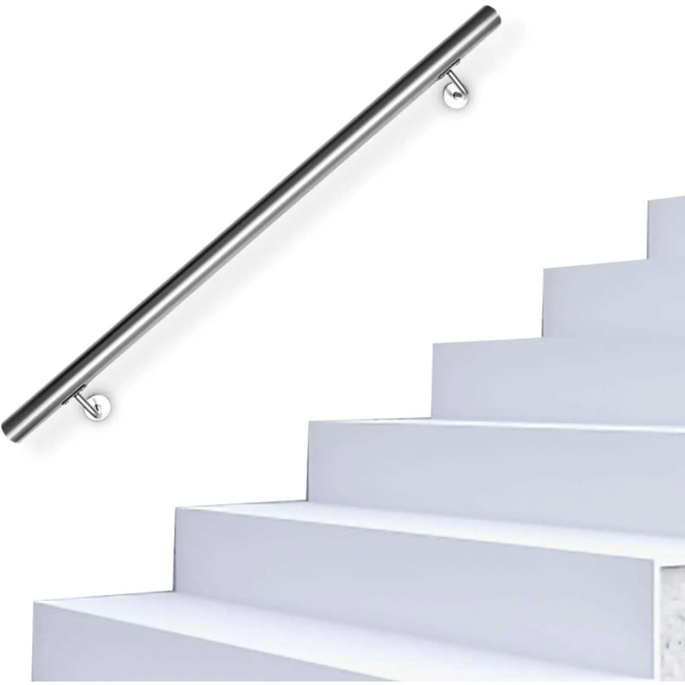 Edelstahl Handlauf Treppengeländer Geländer Wandhandlauf Wand Treppe,Länge:50 cm