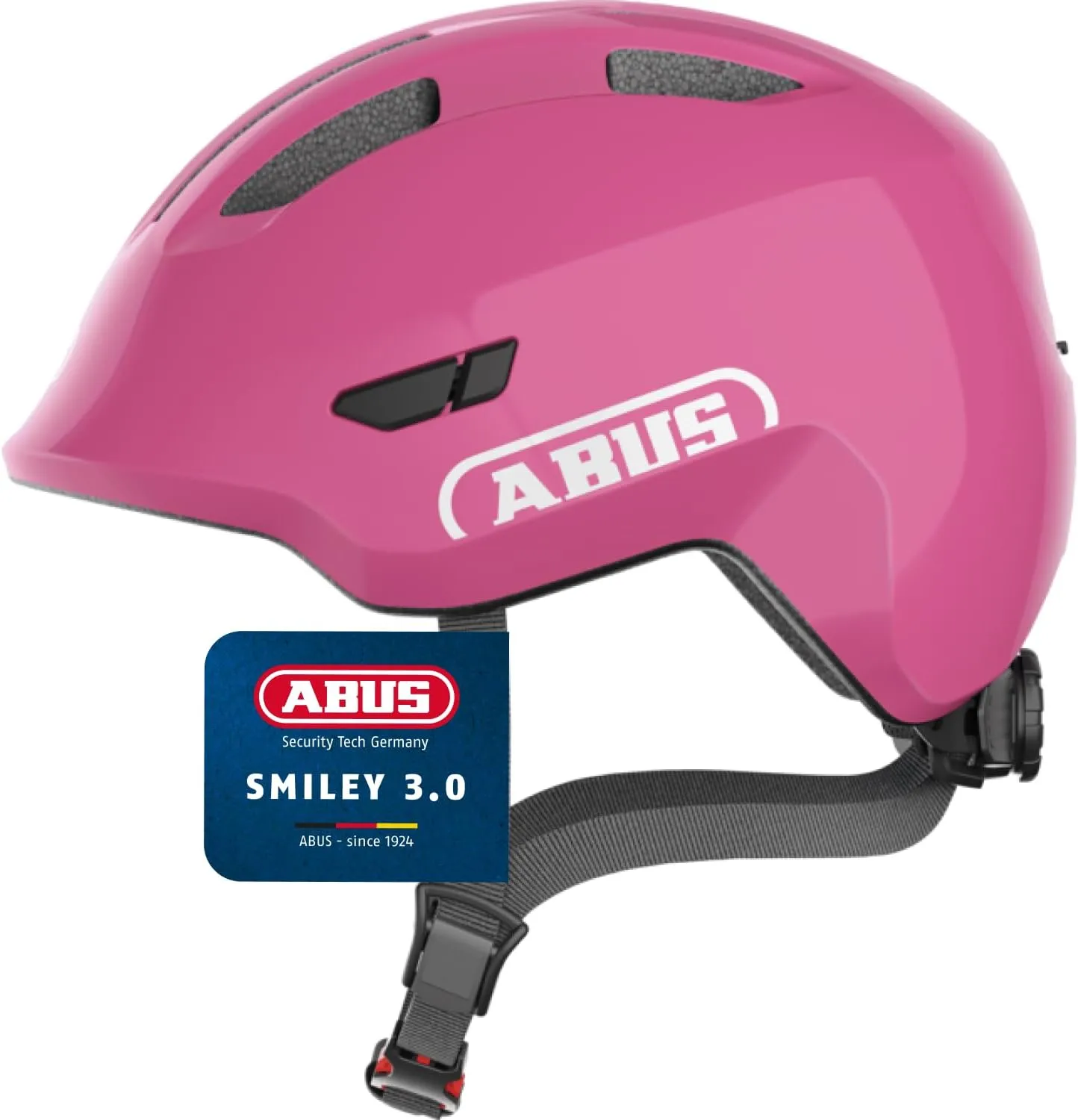 ABUS Kinderhelm Smiley 3.0 - Fahrradhelm mit tiefer Passform, kindergerechten Designs & Platz für einen Zopf - für Mädc…