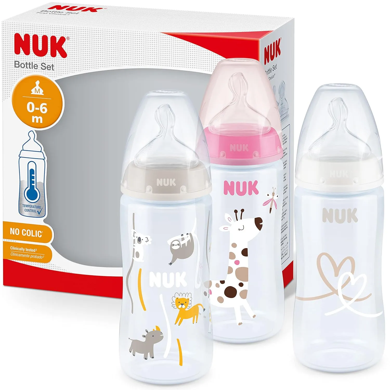 NUK First Choice+ Babyflasche im Set | 0–6 Monate | Temperature Control Anzeige | 300 ml | Anti-Colic-Ventil | BPA-frei…