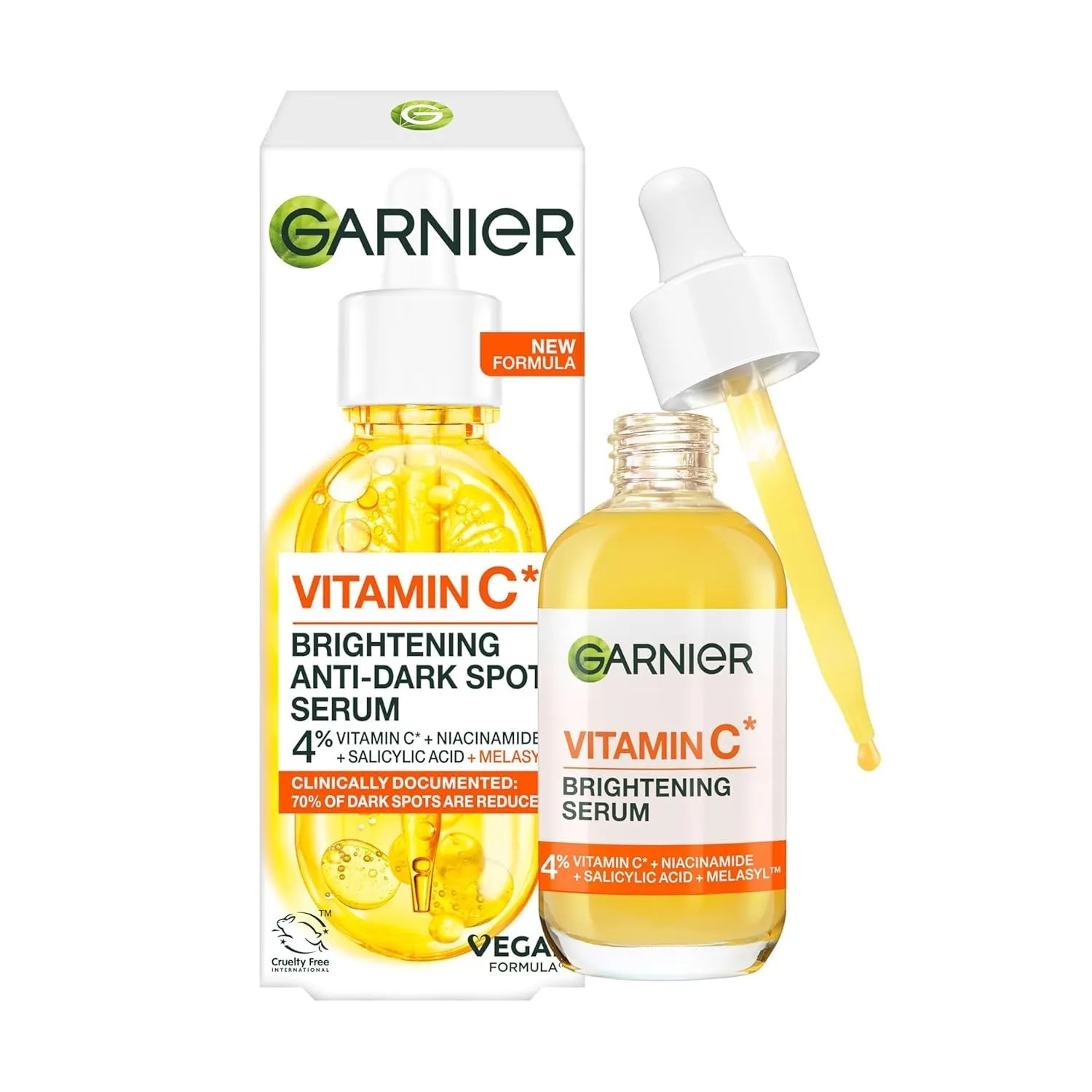 Garnier Vitamin C Serum gegen Pigmentflecken, Gesichtsserum mit 4 Prozent Vitamin C, Niacinamid, Salicylsäure und Melas…