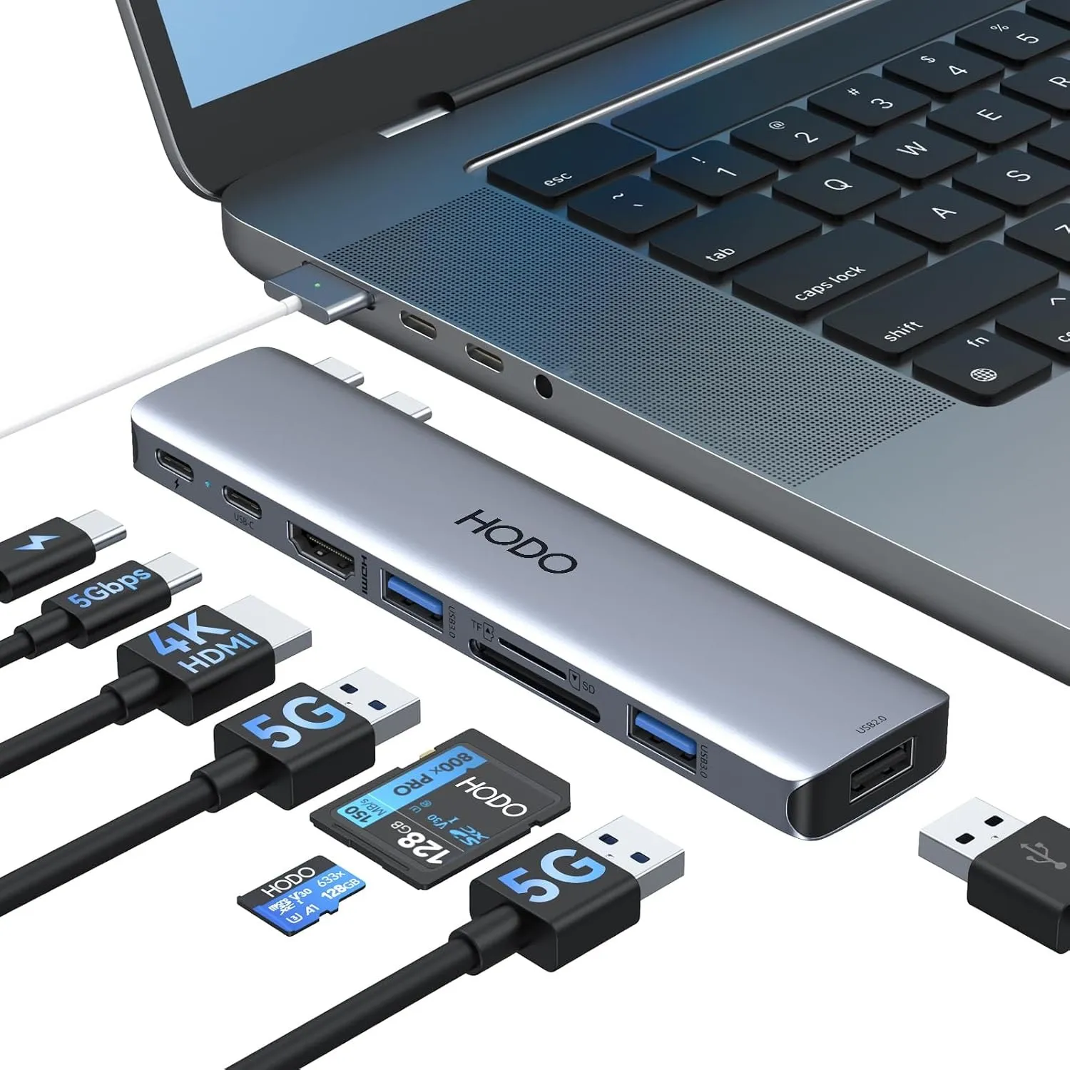 HODO USB C Hub Adapter für MacBook Pro Air, Mac Zubehör 8 in 2