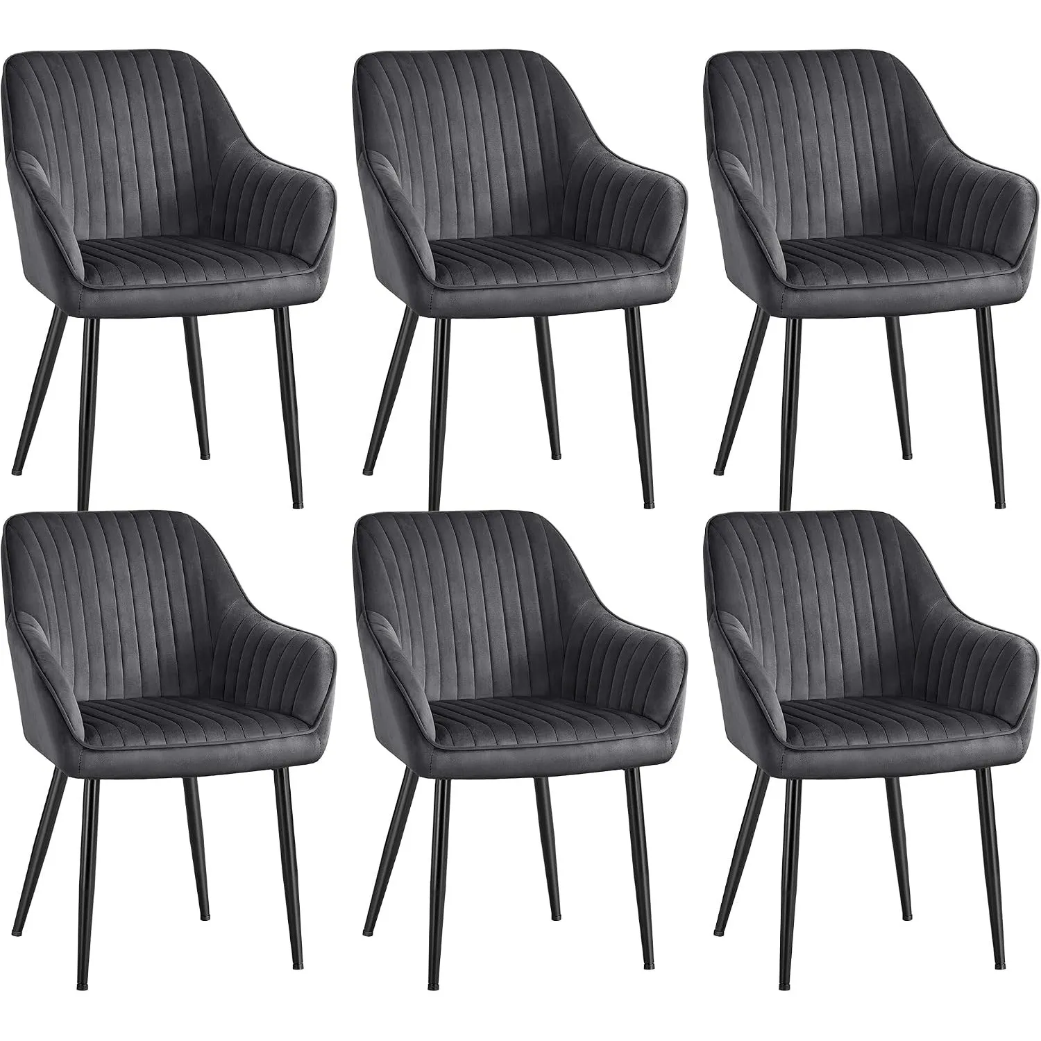 SONGMICS Esszimmerstuhl, 6er Set, Samt, Polsterstuhl mit Armlehnen