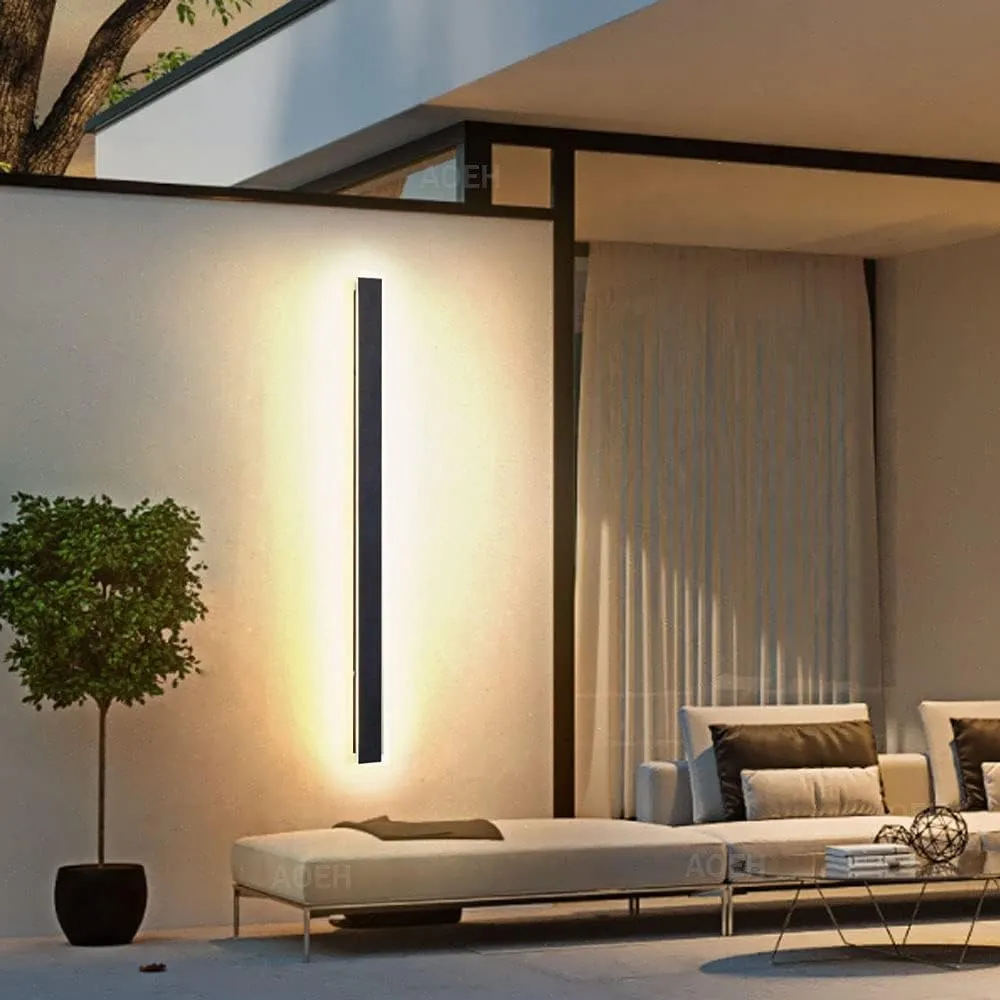 Lange Villa Wandleuchte Schwarze ,Wasserdicht Ip65 Aluminium Acryl Außen LED Wandleuchte für Gärten, Terrassen,Schlafzi…