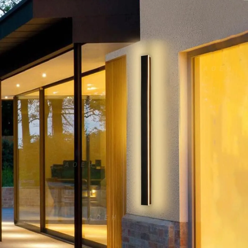 Lange Villa Wandleuchte Schwarz Wasserdicht IP65 Aluminium Acryl Außen LED für Gärten, Terrassen, Schlafzimmer, Wohnzim…