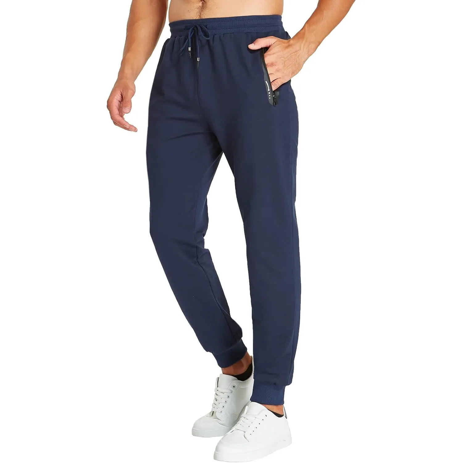 JustSun Jogginghose Herren Sporthose Baumwolle mit Reißverschlusstaschen