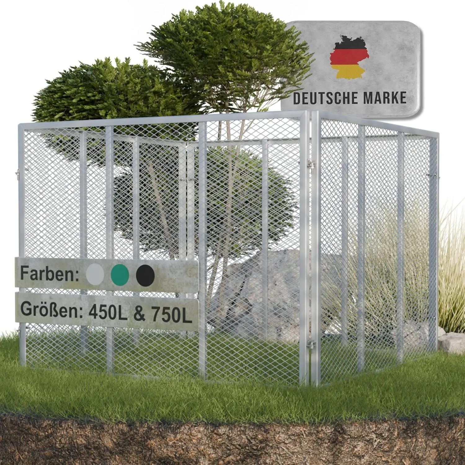 Heimfleiss® Komposter Garten Metall 750L 100x100x75 cm - Verzinkt