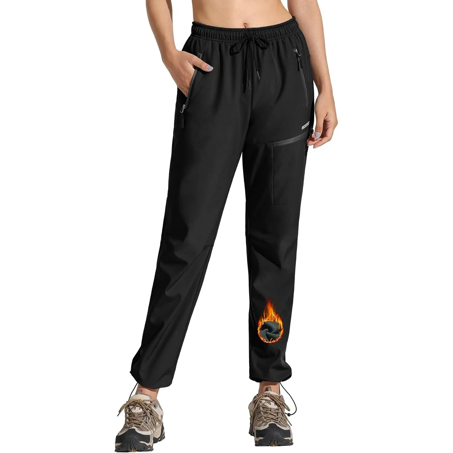 MOCOLY Damen Trekkinghose Thermo Skihose Winter Fleece Gefütterte Softshell Wanderhose Wasserdicht Warm Outdoor Hose Sc…