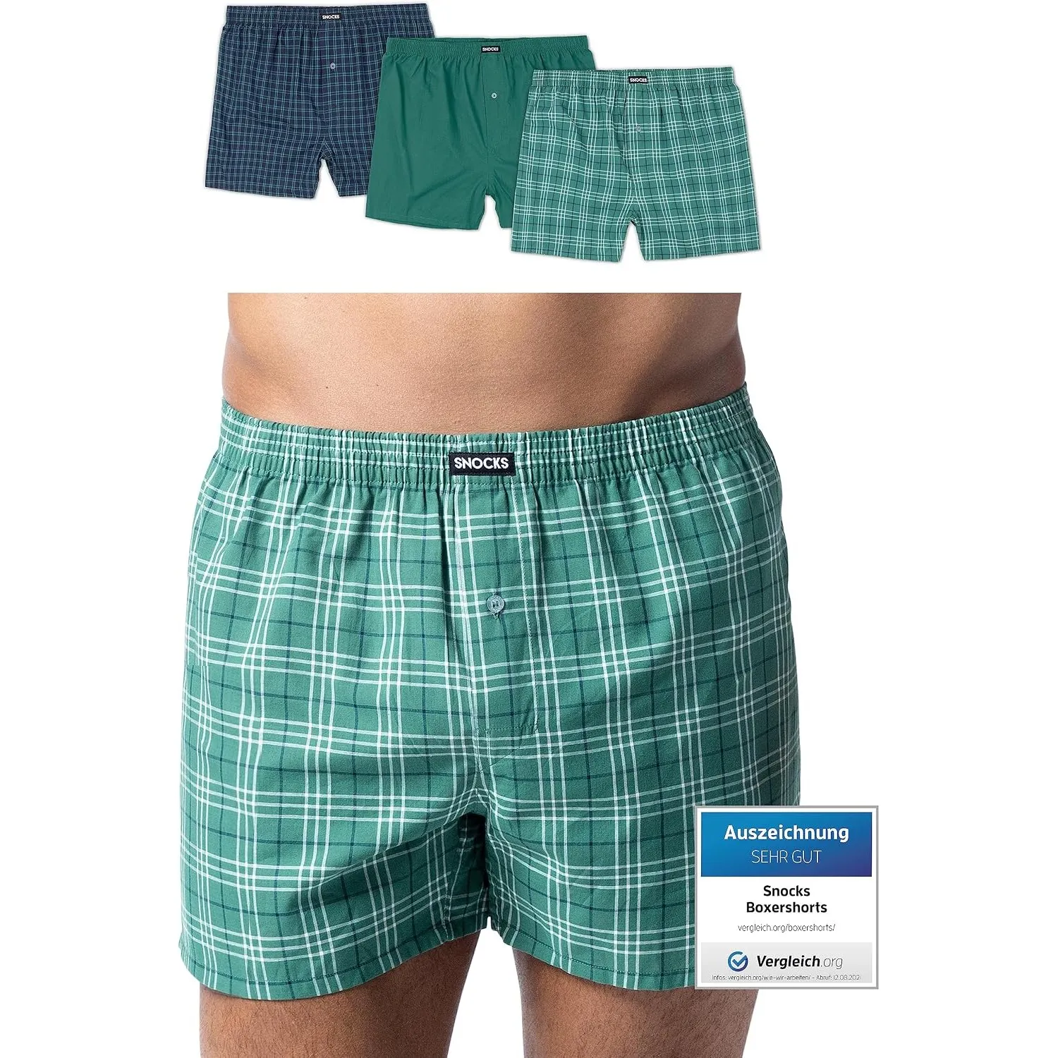 Snocks American Boxershorts Herren aus Bio-Baumwolle, 3er-Pack | weite Passform, lockerer Fit, kein juckendes Etikett, …