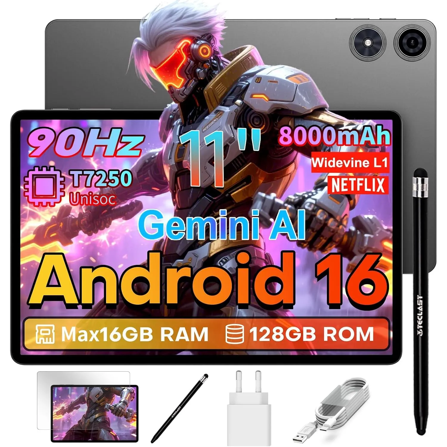 TECLAST P50T Android 16 Tablet 11 Zoll Gemini AI, 90Hz Display, T7250 Octa Core Gaming Tablets, 8000mAh Akku, 16GB RAM+…
