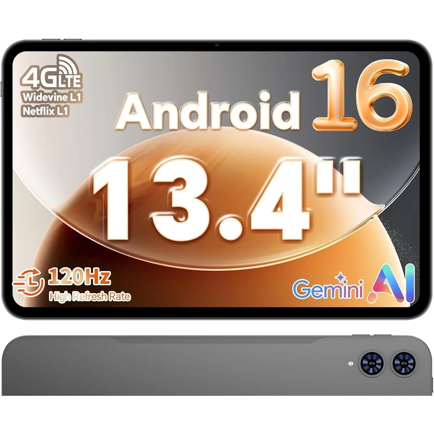 TECLAST Tablet 13.4 Zoll 120Hz Display, Android 16 Gaming Tablets T65, 4G LTE Dual SIM, 26GB RAM+128GB ROM(4TB TF), Wid…