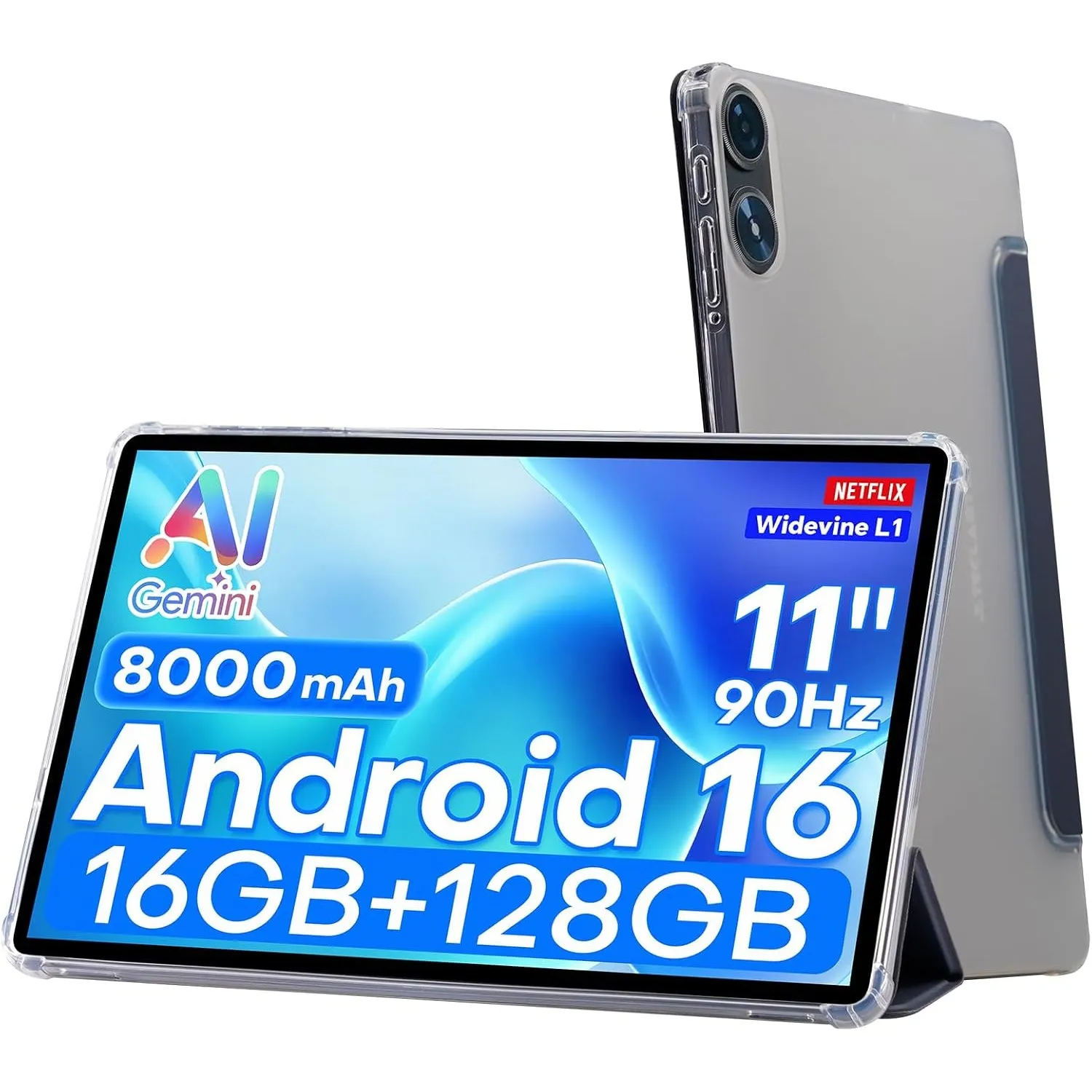 TECLAST P50T Tablet 11 Zoll mit Hülle, Android 16 mit Gemini AI, 8000mAh Akku Gaming Tablet, Unisoc T7250, Widevine L1,…