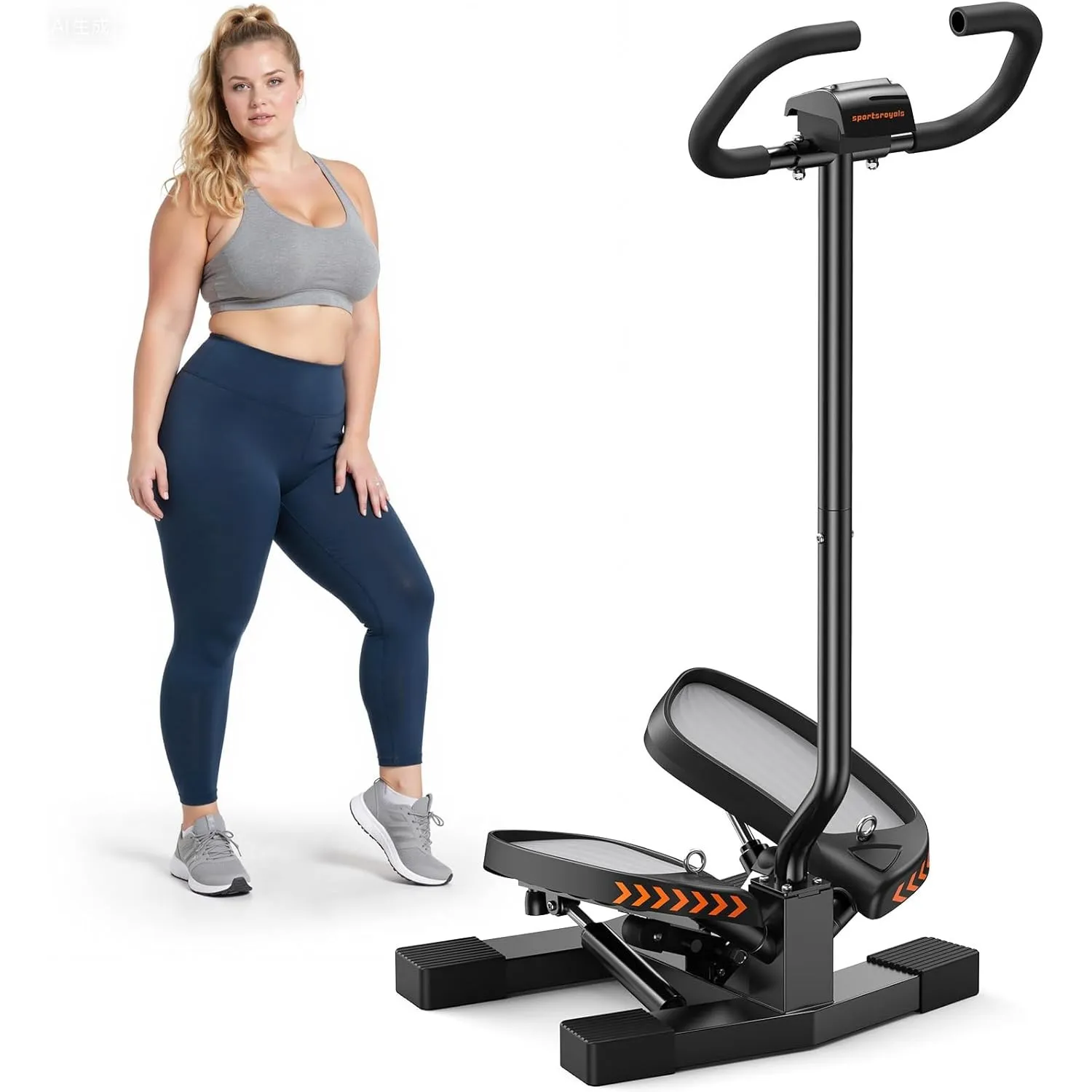 Sportsroyals Exercise Stair Stepper für Zuhause Testsieger– Up-Down Swing Stepper mit Power Ropes for Bein/Arm/Butt Tra…