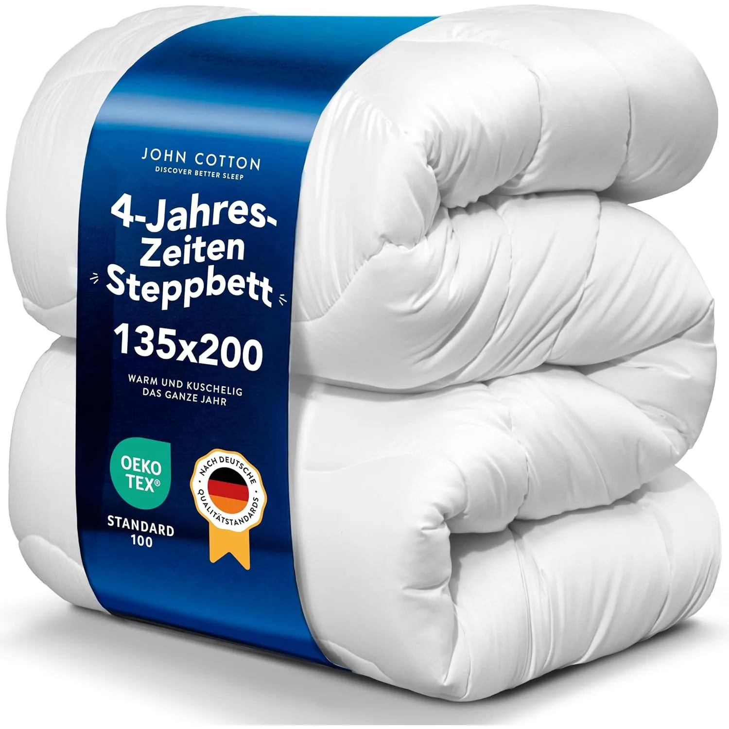 John Cotton 4 Jahreszeiten Bettdecke 135x200 - Atmungsaktive 3-in-1 Bettdecken für Sommer & Winter | Oeko-Test Zertifiz…