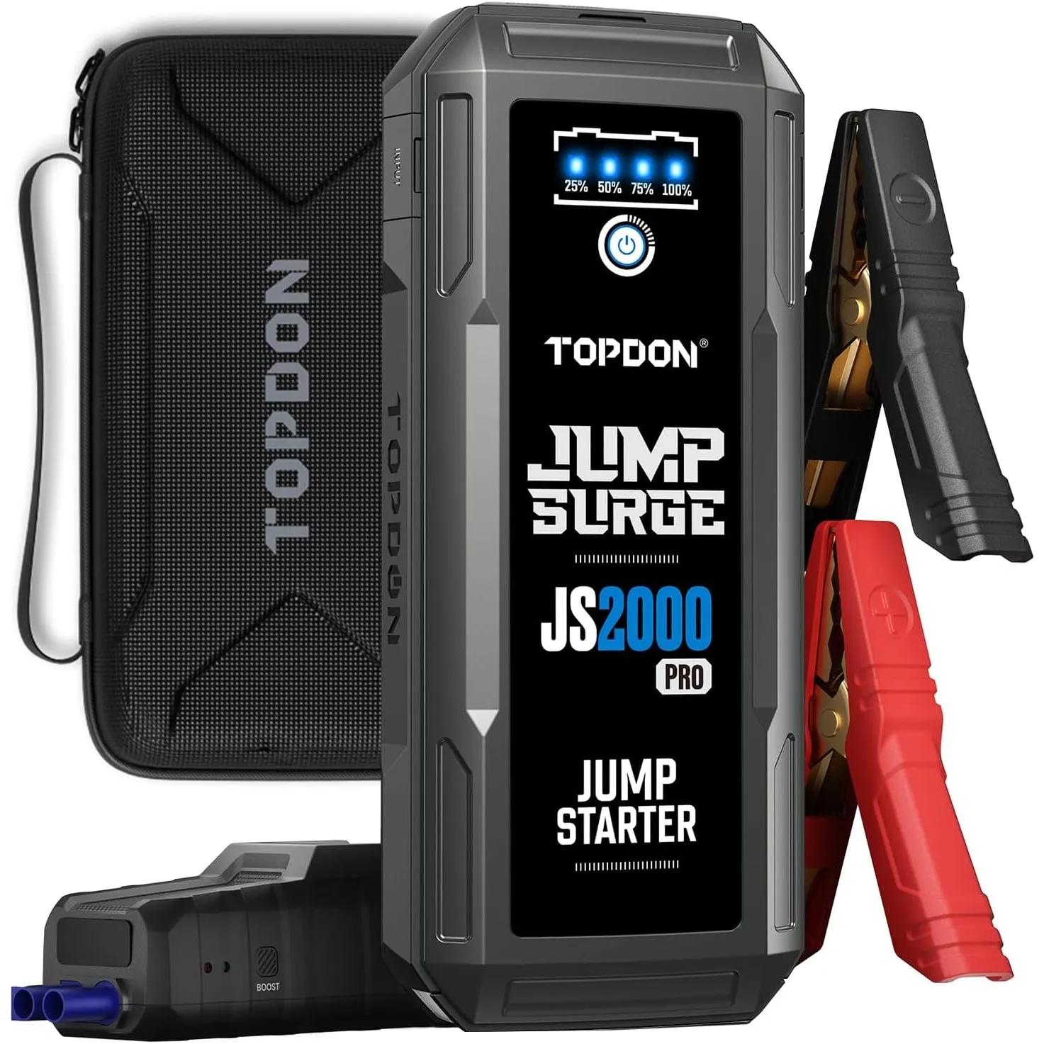 TOPDON JS2000 Pro Auto Starthilfe Powerbank, 2500A 16000mAh Jump Starter