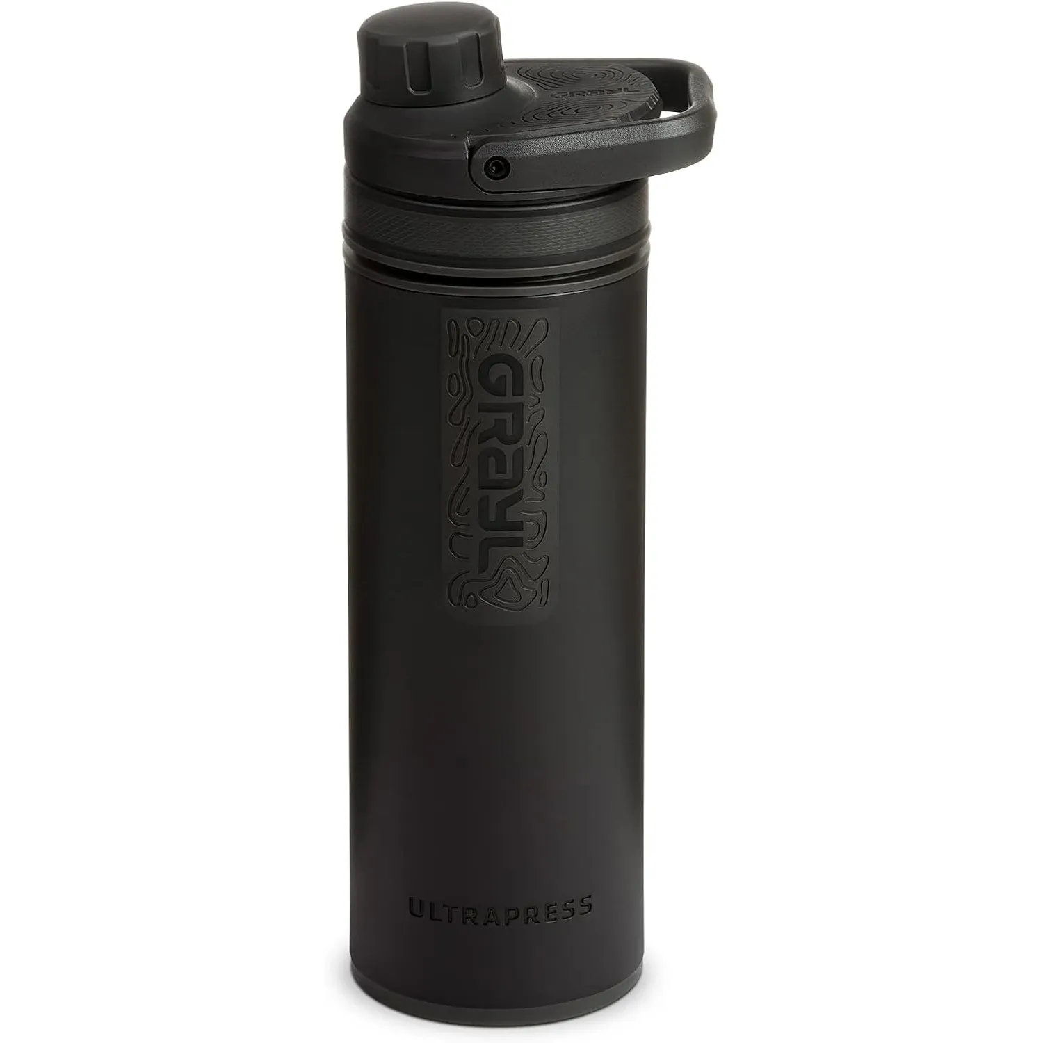 GRAYL UltraPress 16,9 oz Wasserreiniger & Filterflasche für Wandern, Rucksackreisen, Survival, Reisen (Covert Black)