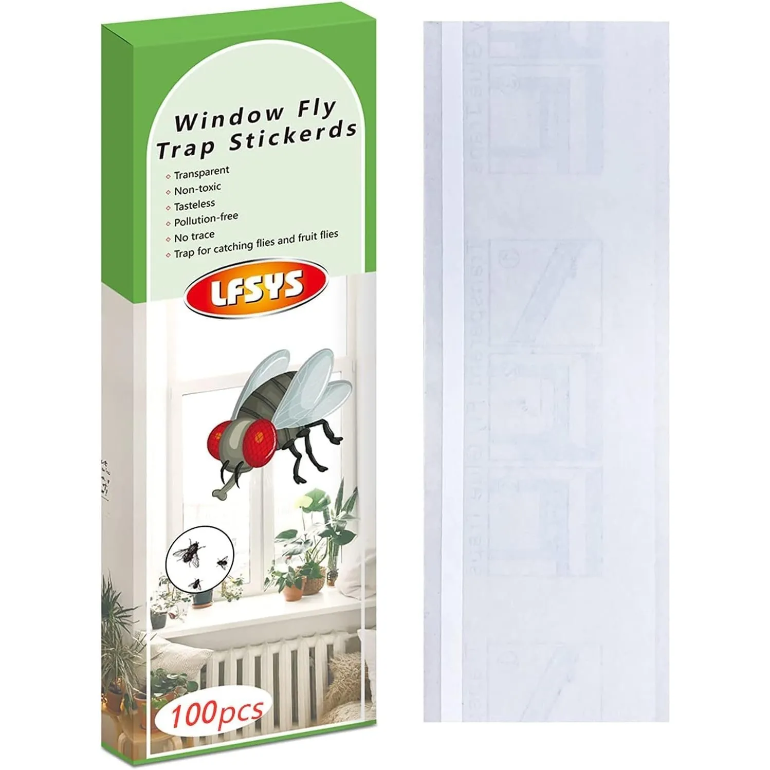 100 Stück Fensterfliegenfallen, Transparente Klebe Streifen für Fliegen & Fruchtfliegen, Innenbereich Insektenfänger Fl…