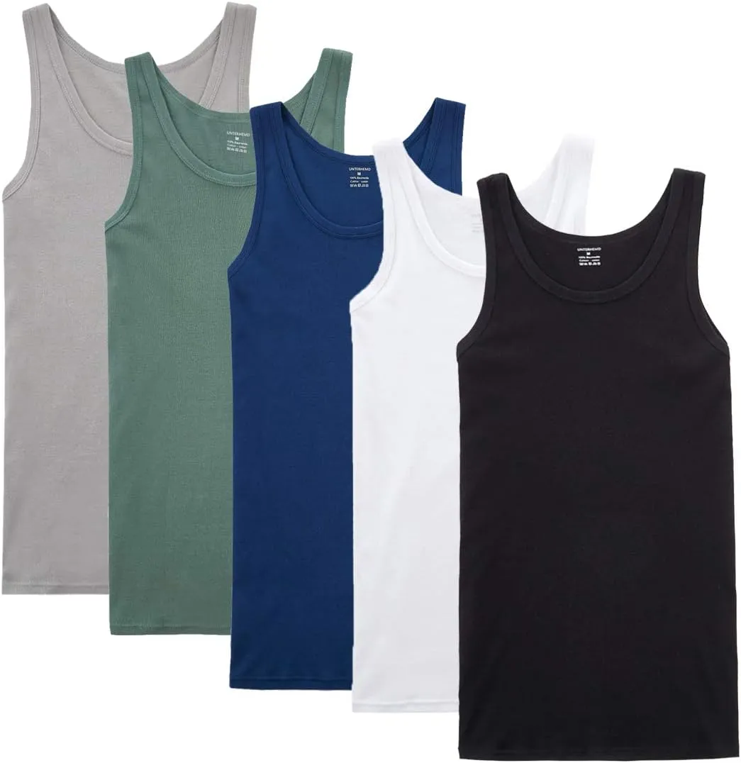NUOZA Pack of 3/5 Men's Tank Tops, Many Colours, 100% High-Quality Cotton, Non-Shrink, Non-Fade, Not Opaque