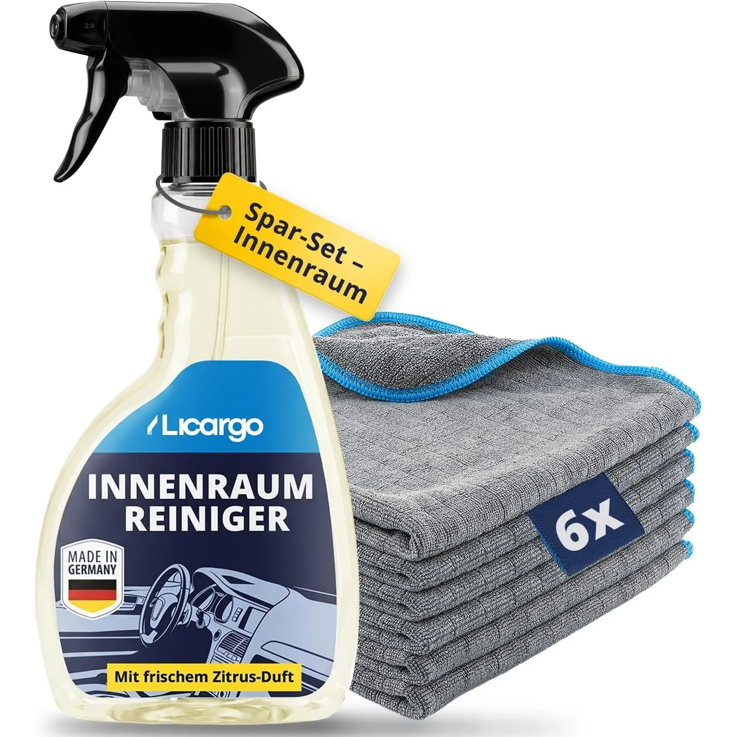 LICARGO® Auto Innenraum Reiniger Set - 6x Premium Microfasertücher & Innenraumreiniger (500ml) - porentiefe Reinheit fü…