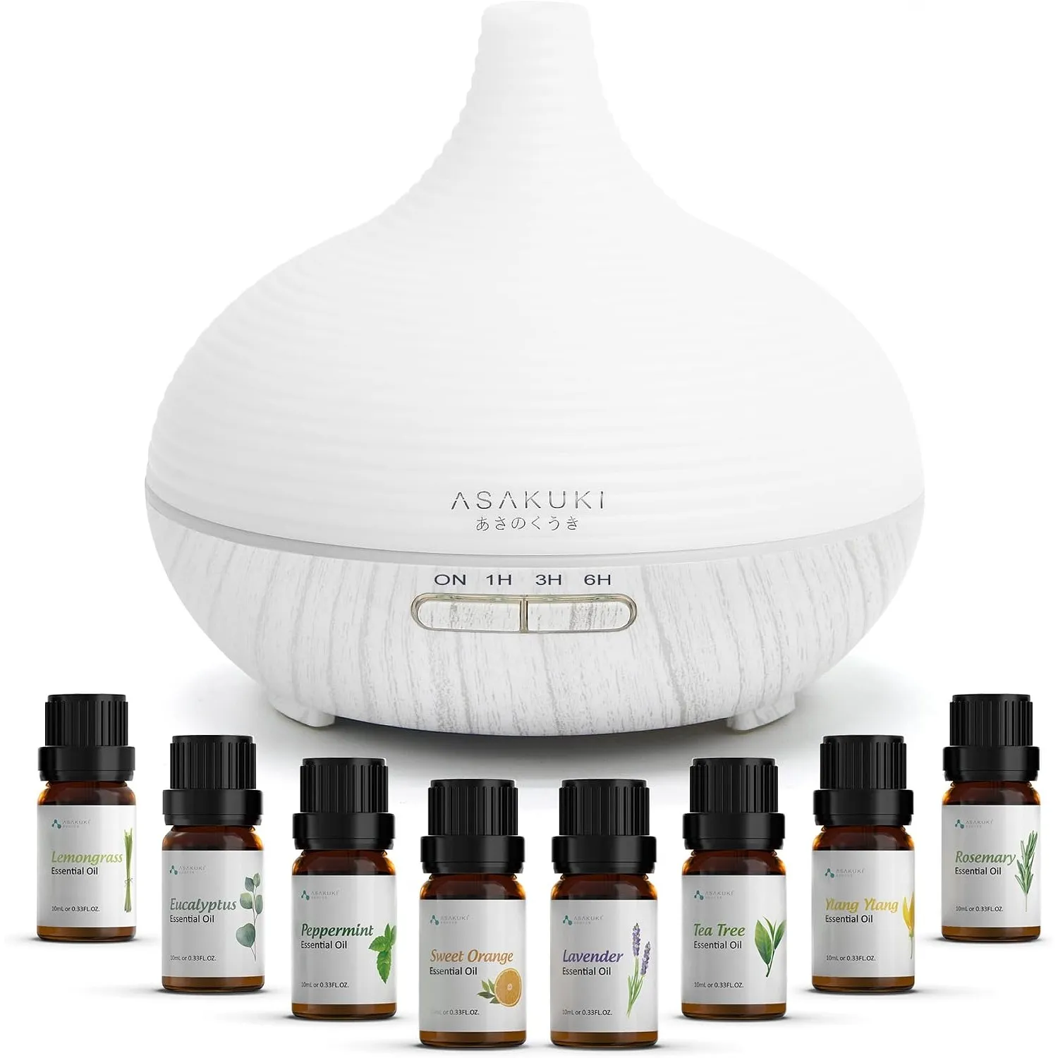 ASAKUKI Aroma Diffuser 300ml mit Ätherische Öle Set