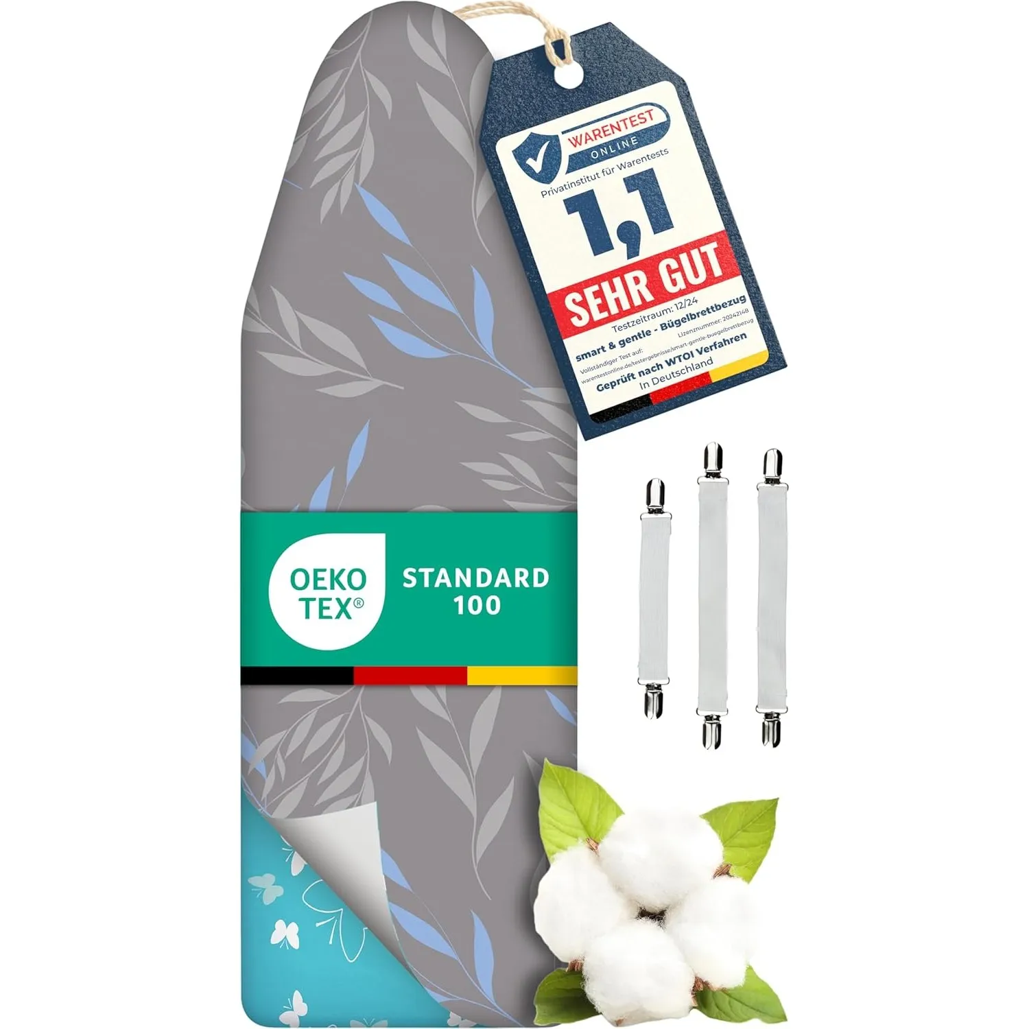 Super Soft 5 Schichten Turbo-Bügelbrettbezug 150x50, Made in Germany, ÖKOTEX Baumwoll-Polsterung, schneller mit Thermor…