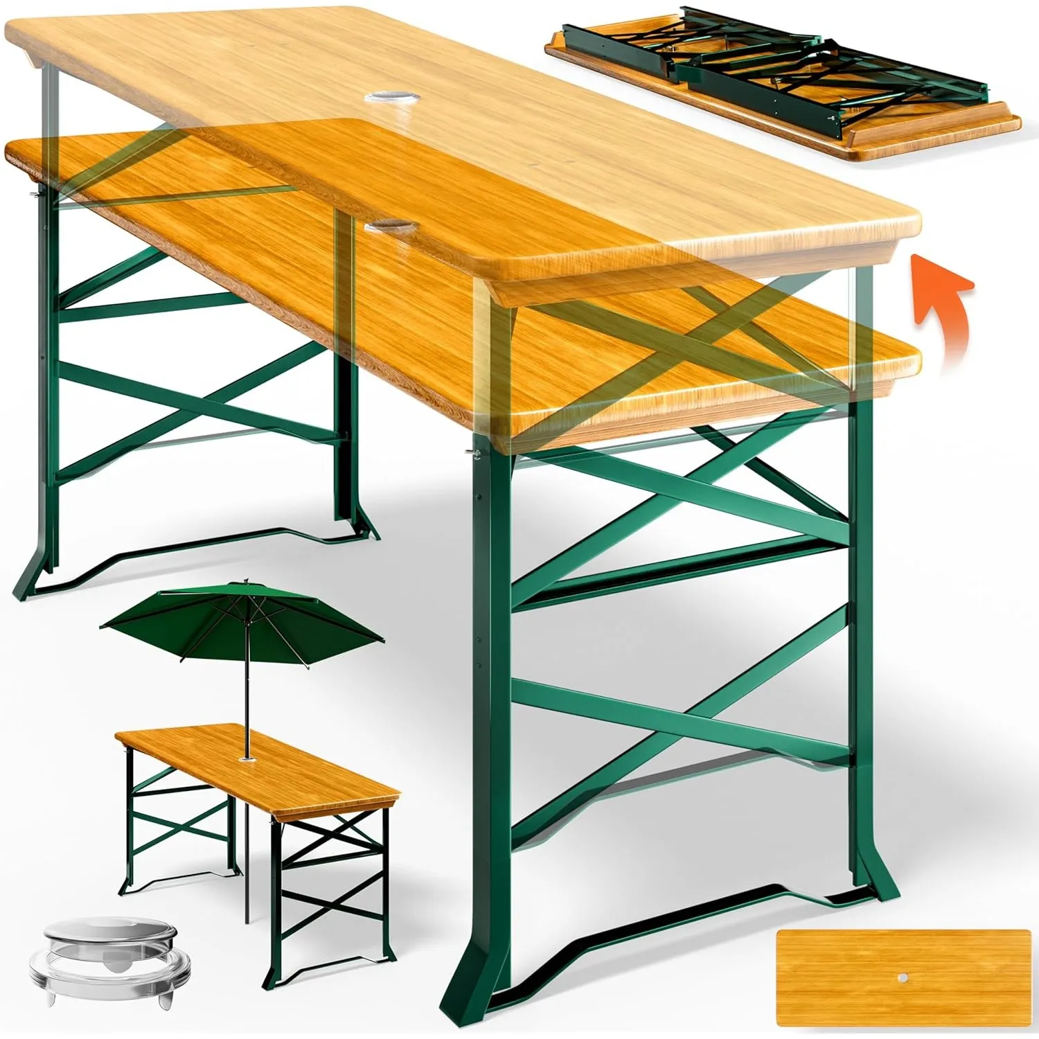 Deuba Bierzelttisch Höhenverstellbar Klappbar Hoch Outdoor Breit Holz XXL Buffettisch 170cm Bierzeltgarnitur Stehtisch …