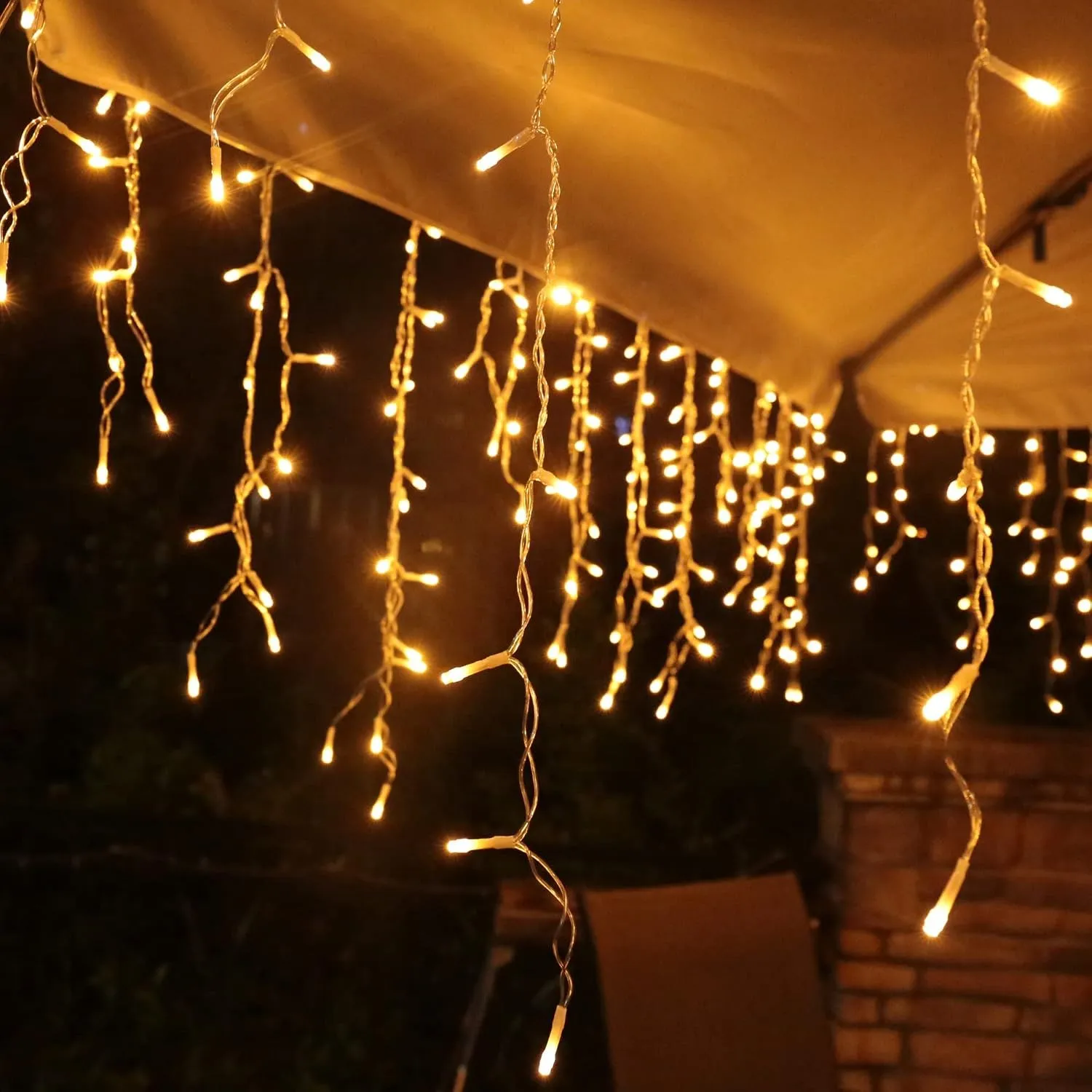 interGo Lichterkette Eisregen Außen, 15m 600er LED Lichtervorhang LED mit Timer, IP44 wasserdicht 8 Modi für Innen Auße…