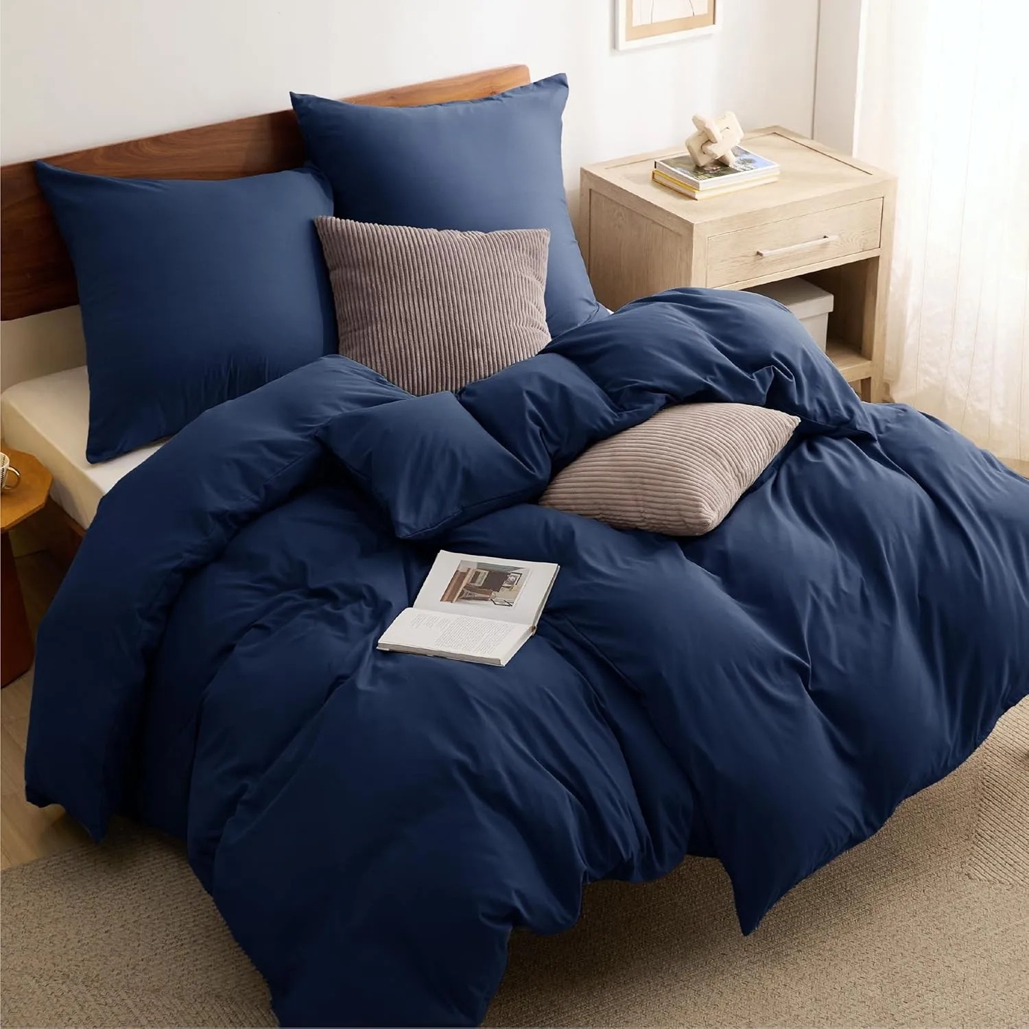 BEDSURE Bettwäsche 135x200 4teilig Marineblau - 2 Bettbezüge 135x200 cm + 2 Kissenbezüge 80X80 cm, ÖKO-TEX Bettwäsche-S…