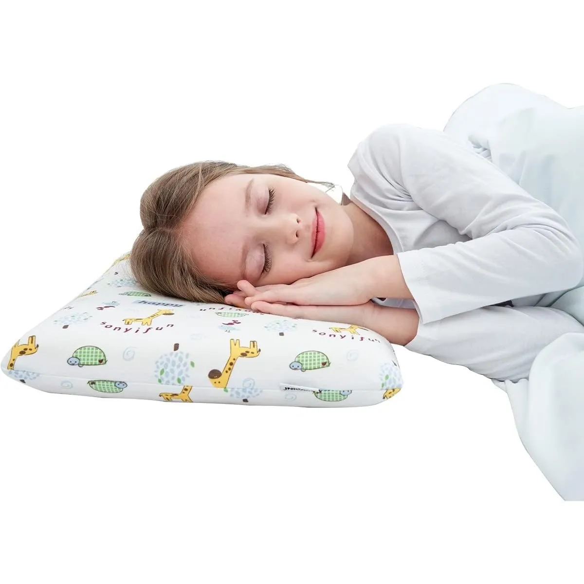 Kinder Kopfkissen 30x50 Oeko-Tex Memory Foam Kissen mit weichem Baumwollbezug von 3-8 Jahren