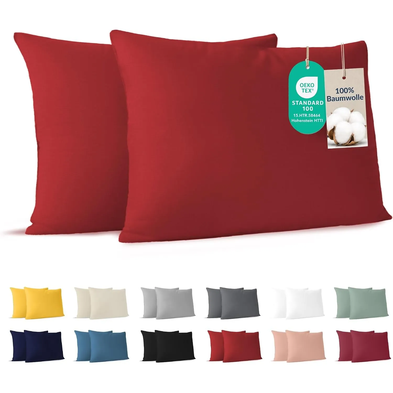 Dreamzie - Kissenbezug 50x70 cm - 2er Set - 100% Baumwolle - Rot
