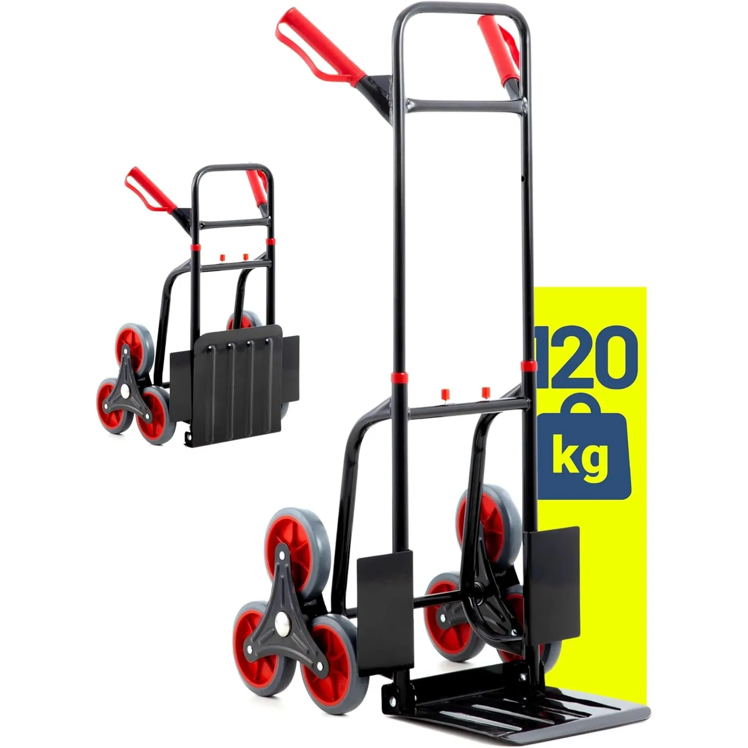 Pallit Sackkarre klappbar & höhenverstellbar [120kg] - ergonomische Treppensteiger-Transportkarre Diablo-FS aus Stahl m…