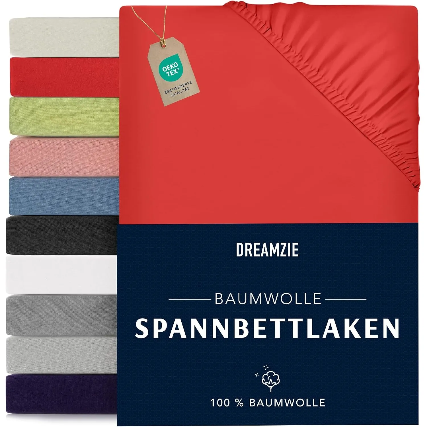 Dreamzie - Spannbettlaken - 140x200cm - 100% Baumwolle Jersey