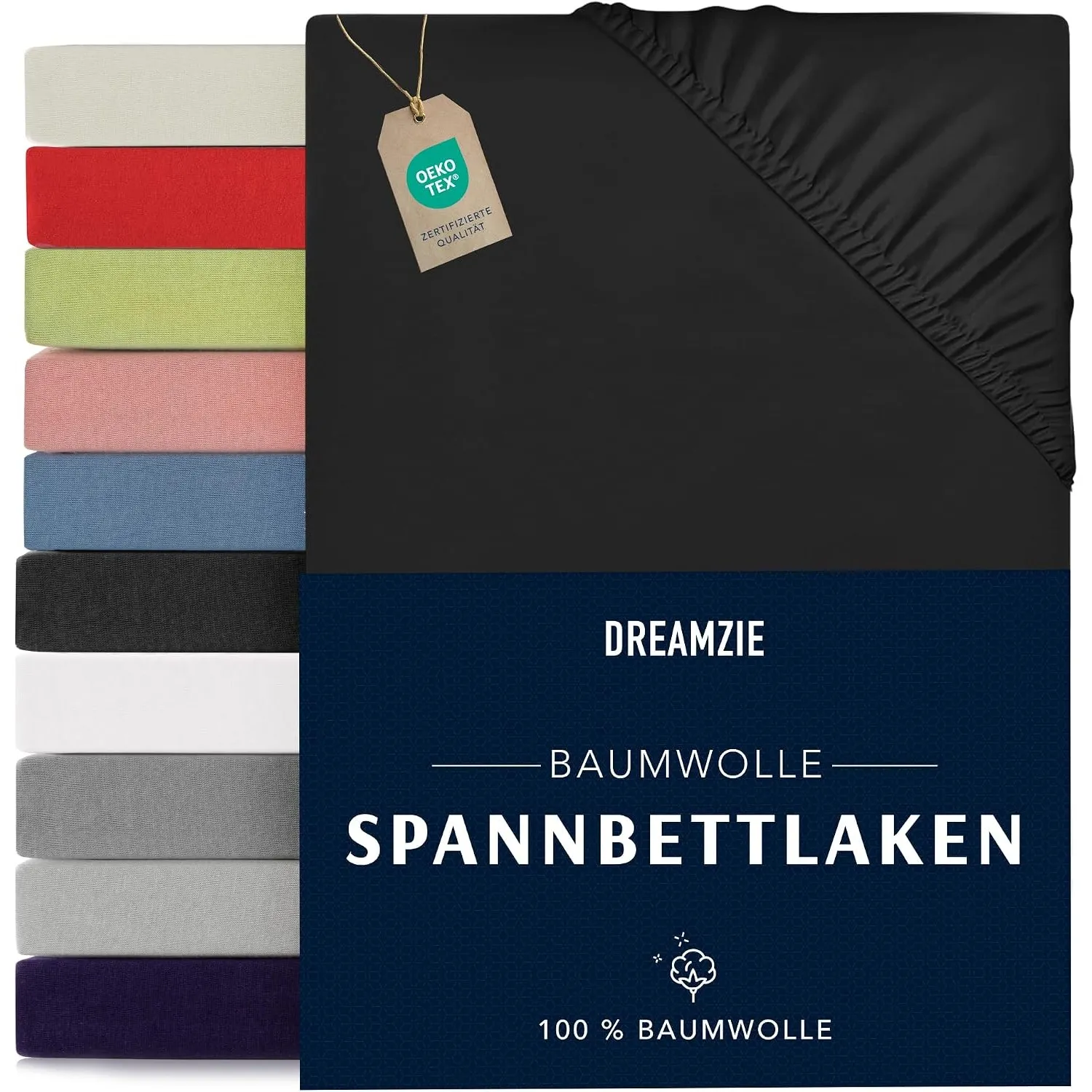 Dreamzie - Spannbettlaken - 160x200cm - 100% Baumwolle Jersey