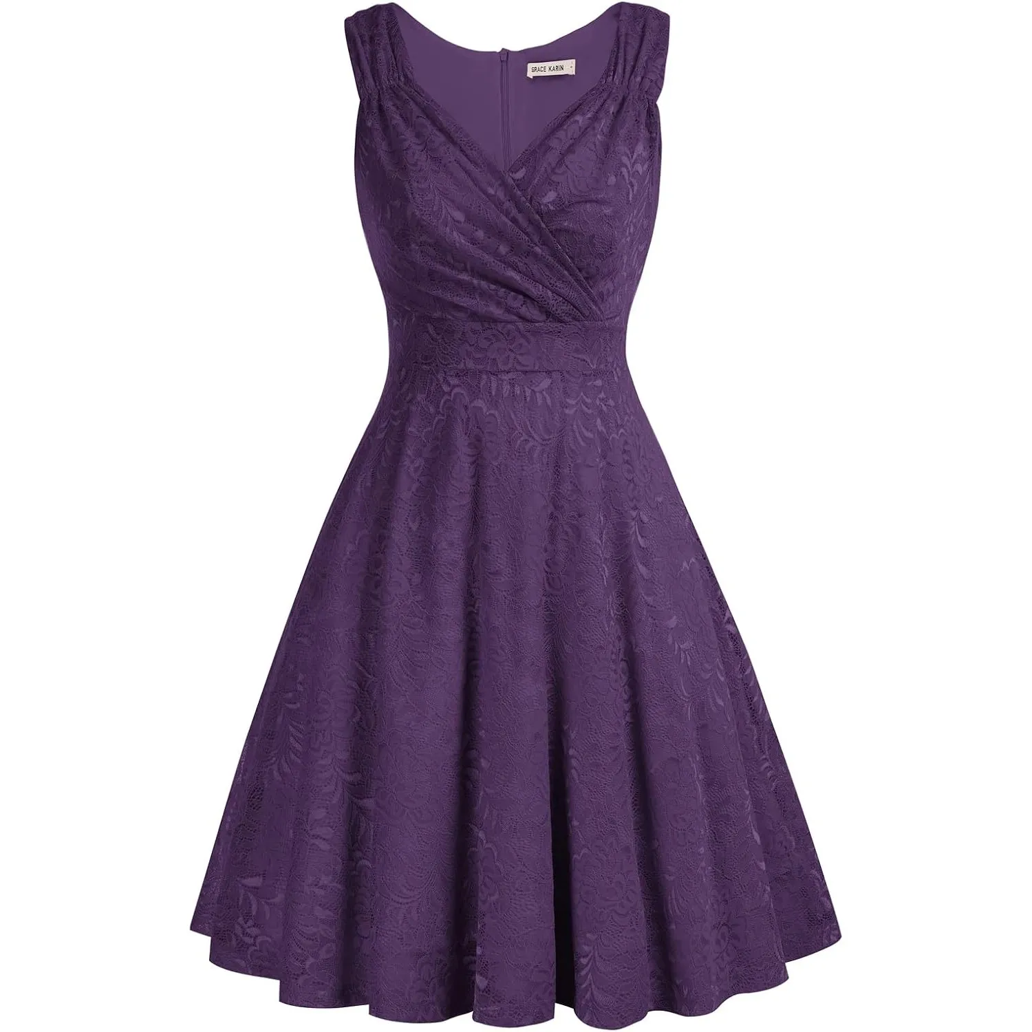 GRACE KARIN Damen Spitzen Rockabilly Kleid Knielang Retro Vintage Kleider
