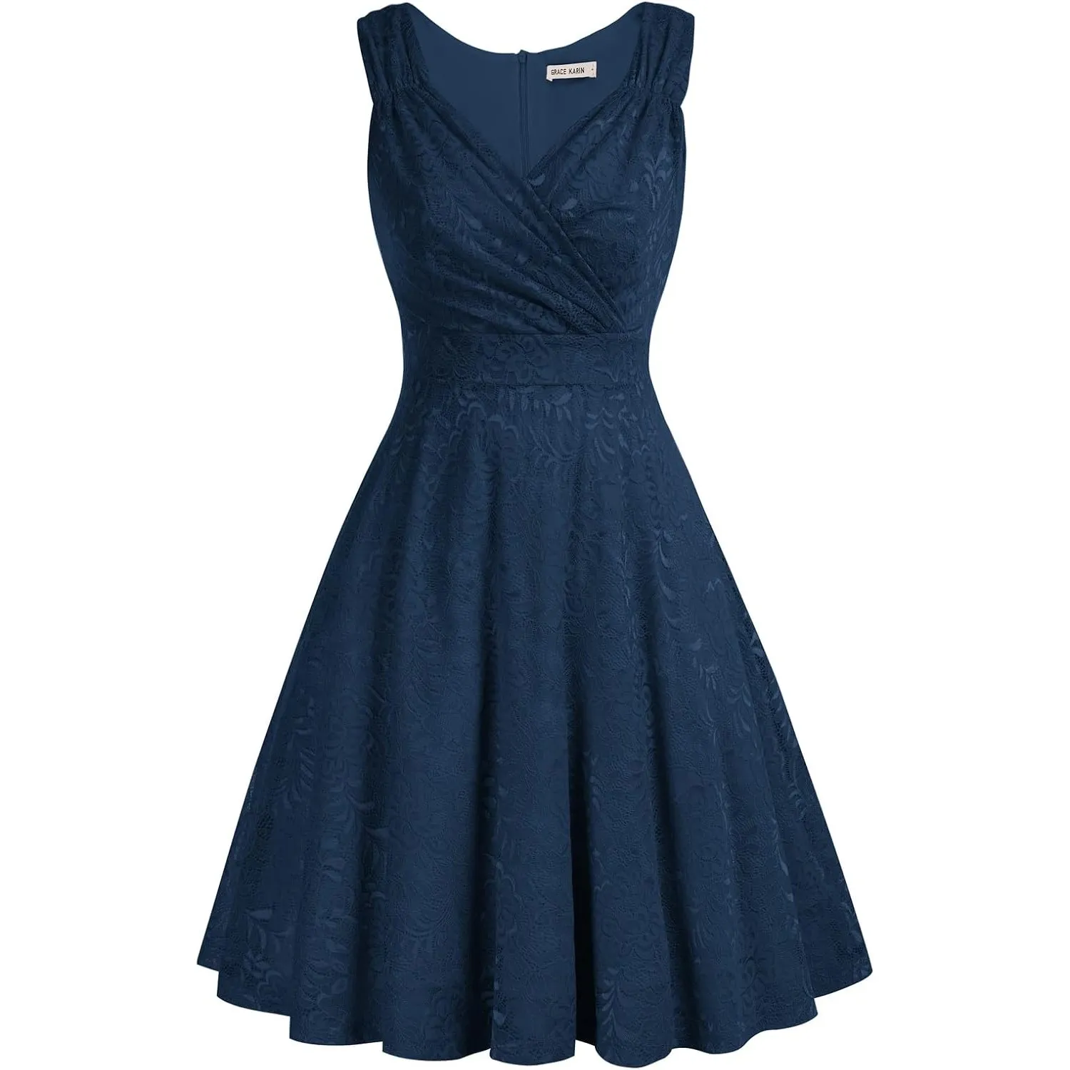 GRACE KARIN Damen Spitzen Rockabilly Kleid Knielang Retro Vintage Kleider