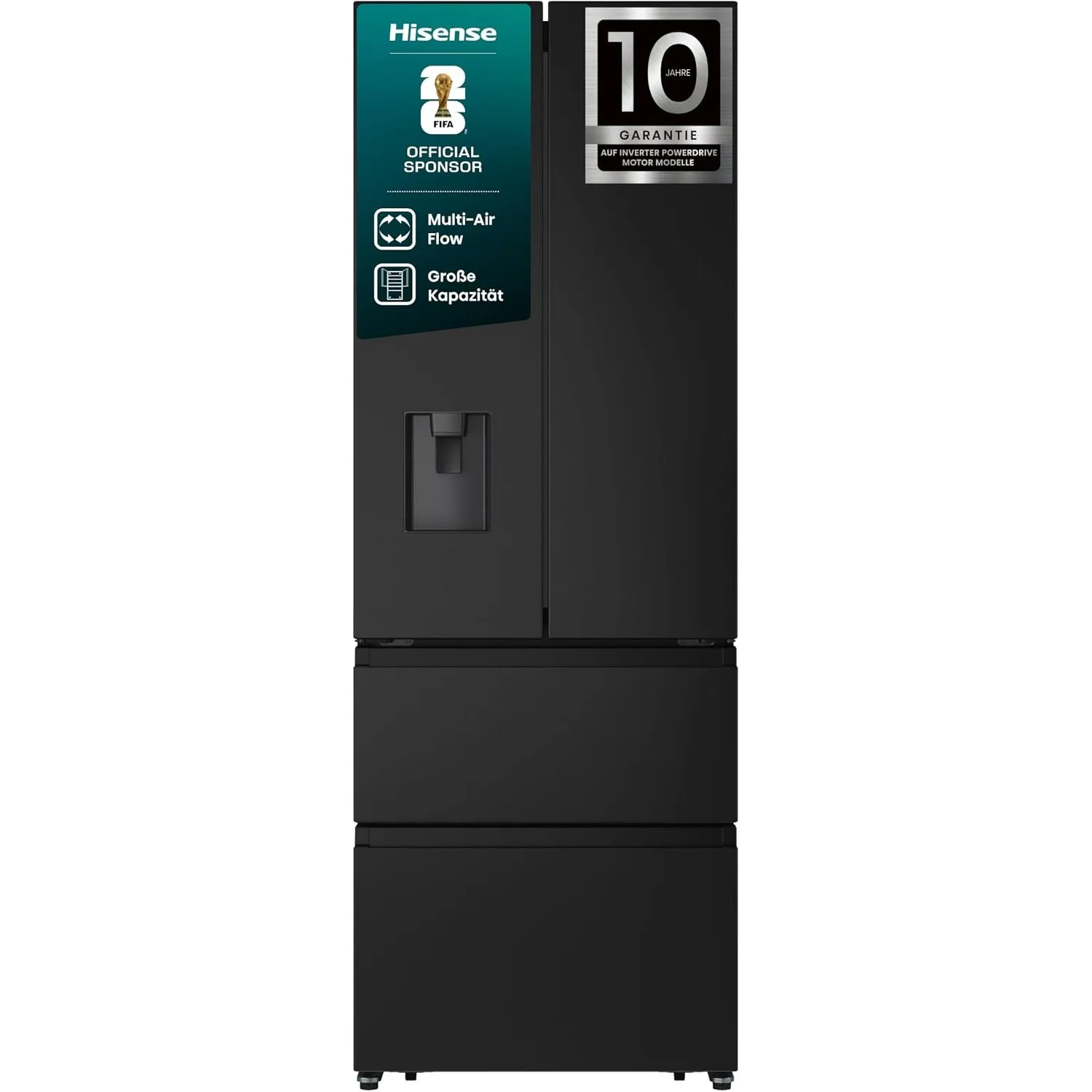 Hisense RF632N4WFE French Door mit Wasserspender/ 70cm Breite/ 485L/ Großer Gefrierbox/Flaschenhalter/CrispZone/Metal-C…