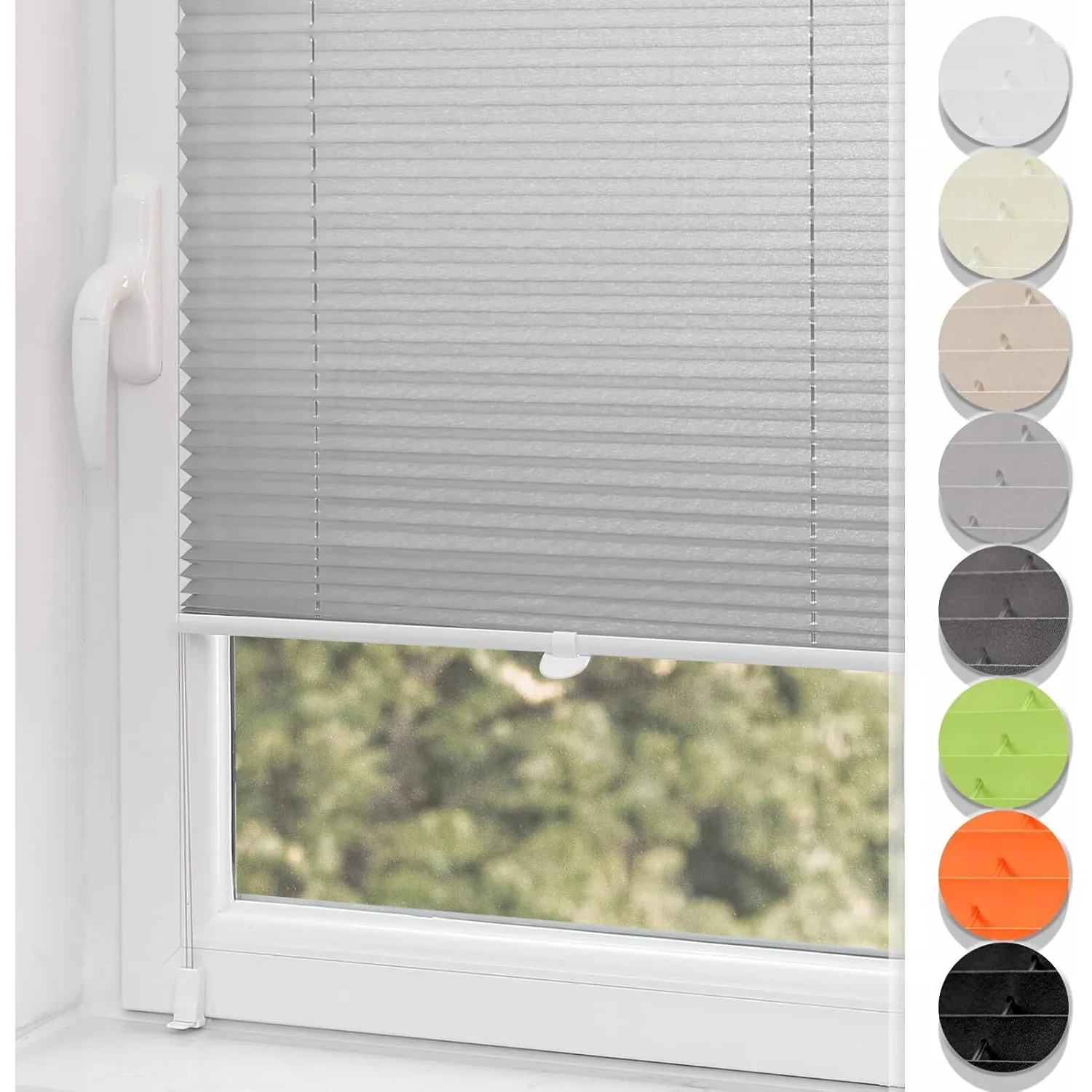 Buseu Plissee Klemmfix 55x180cm(BXH) Hellgrau Easyfix Faltrollo ohne Bohren Lichtdurchlässig Rollos für Fenster & Tür