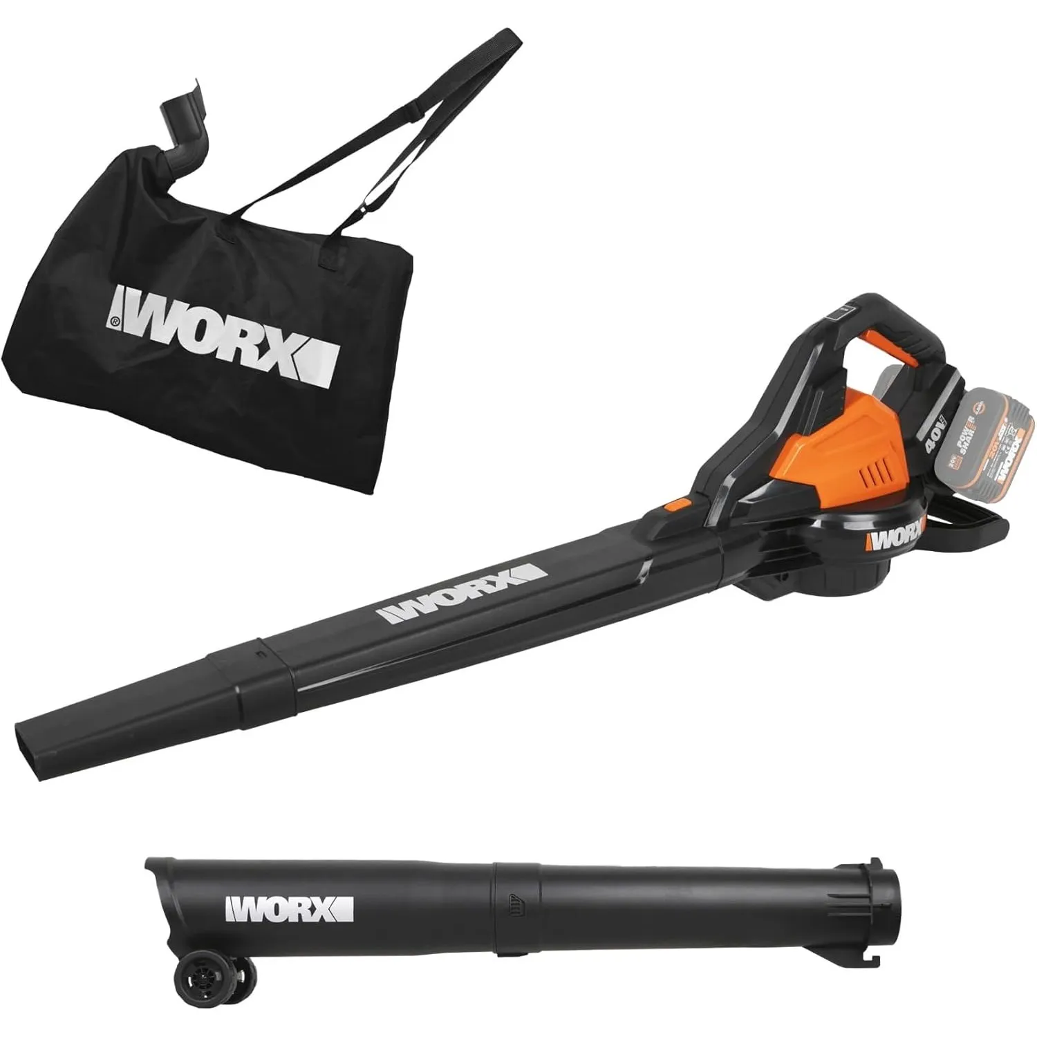 WORX WG583E.9 Akku-Laubbläser/Laubsauger 40V(2x20V), 575 m³/h Blasleistung