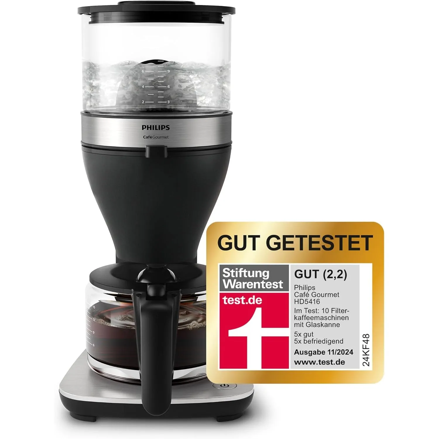 PHILIPS Filterkaffeemaschine, Schwarz, 1,25 L Fassungsvermögen