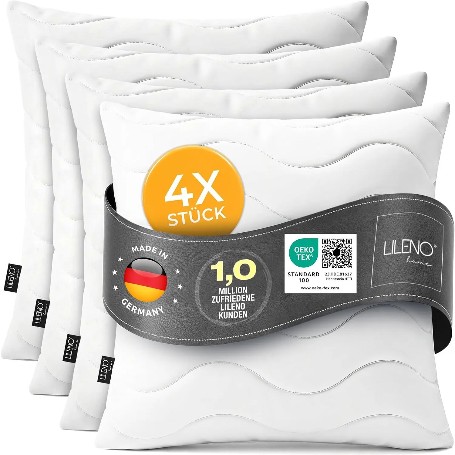 LILENO HOME Kissen 60x60 (4er Set) – 95 °C waschbar, Ökotex 100