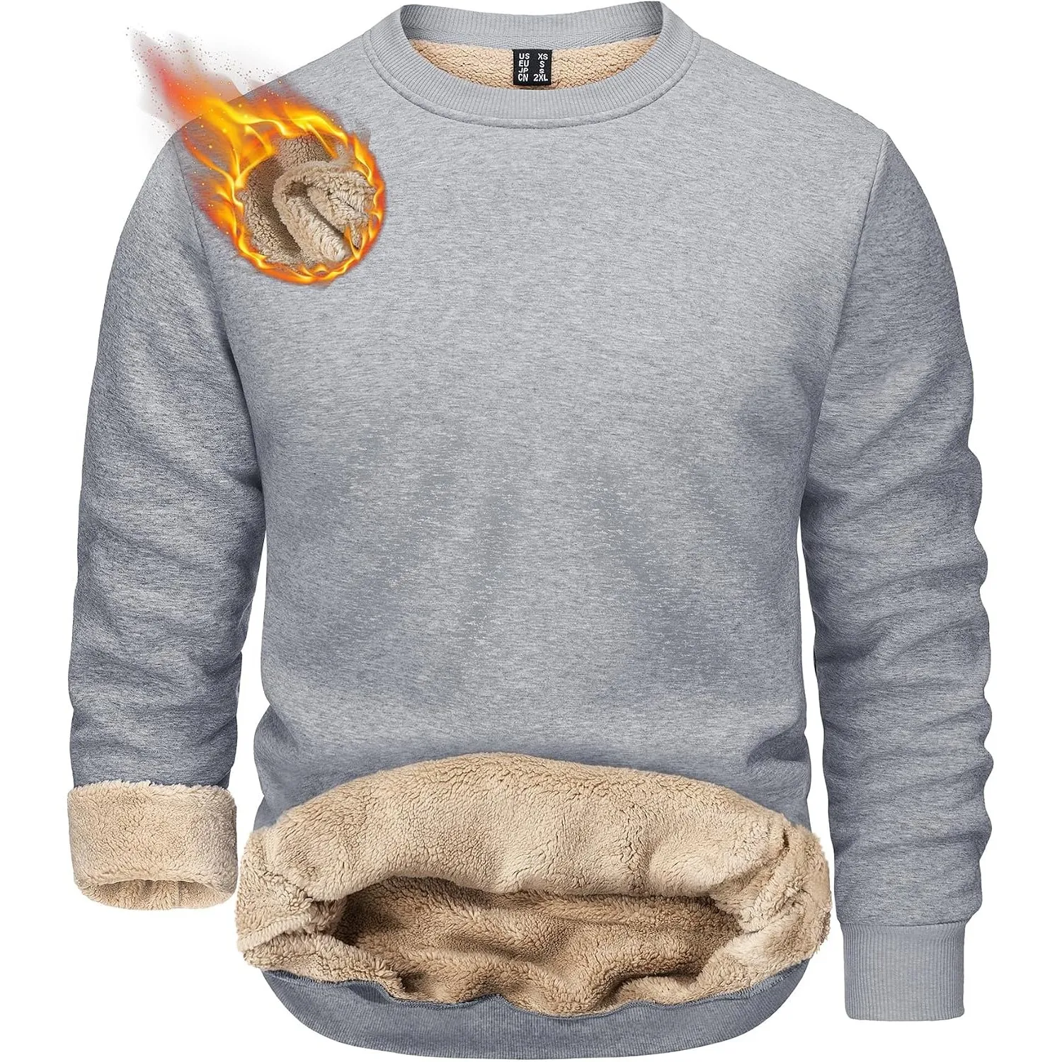 TACVASEN Herren Warme Fleece Pullover Sweatshirts Winter Langarm Shirts mit Fleecefutter