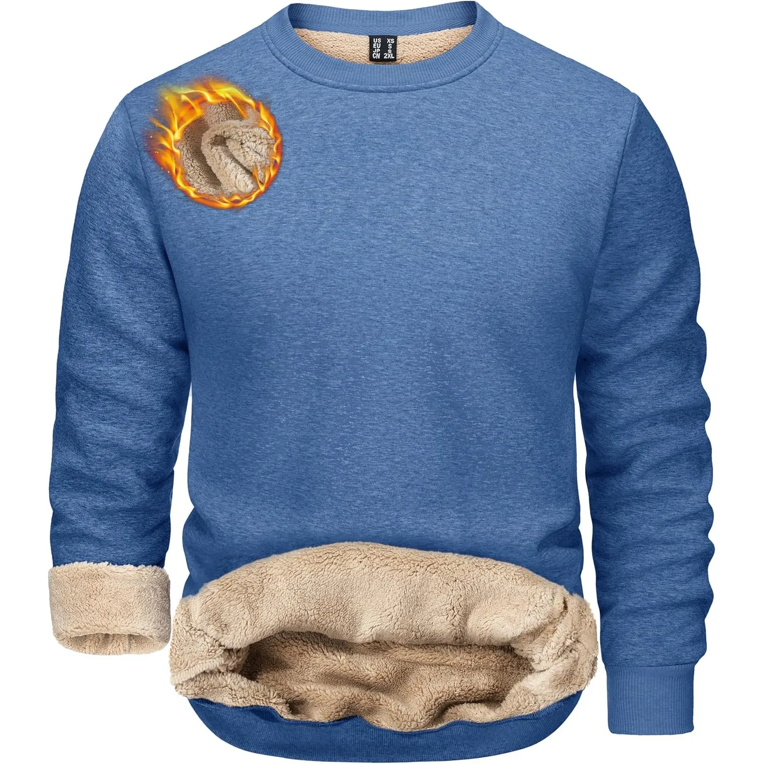 TACVASEN Herren Warme Fleece Pullover Sweatshirts Winter Langarm Shirts mit Fleecefutter