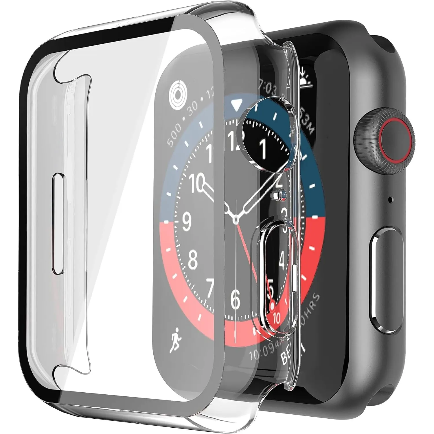 Misxi Schutzhülle mit Displayschutz für 41mm Apple Watch Series 9/8/7 | 2 Stück, Harte PC-Hülle, Gehärtet Displayschutz…