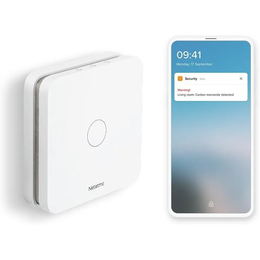 Netatmo - Smarter Kohlenmonoxidmelder, WLAN, 10-Jahres-Batterie, 85 dB Alarm, Selbsttest-Funktion, kein Smart-Home-Syst…